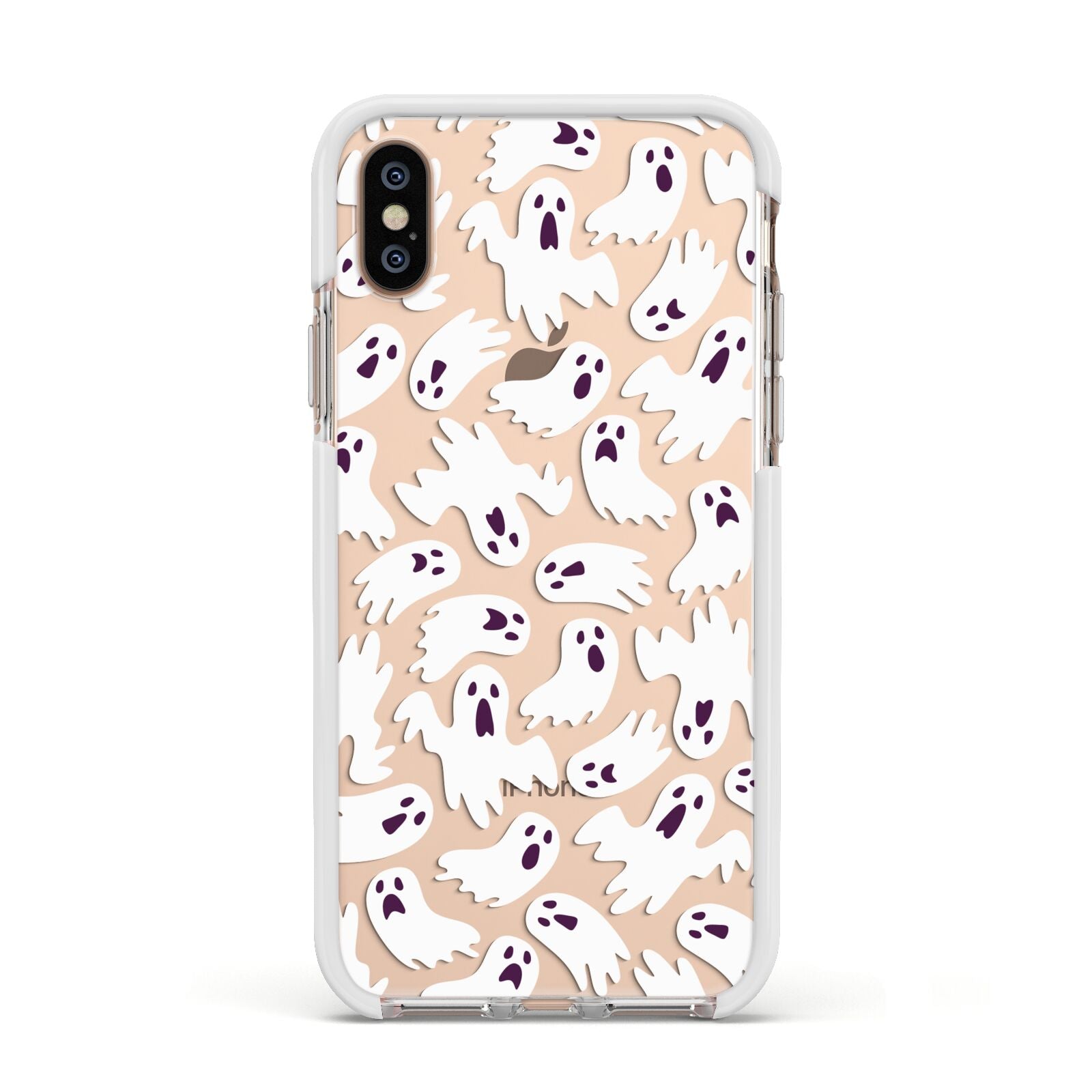 Crowd of Ghosts with Transparent Background Apple iPhone Xs Impact Case White Edge on Gold Phone