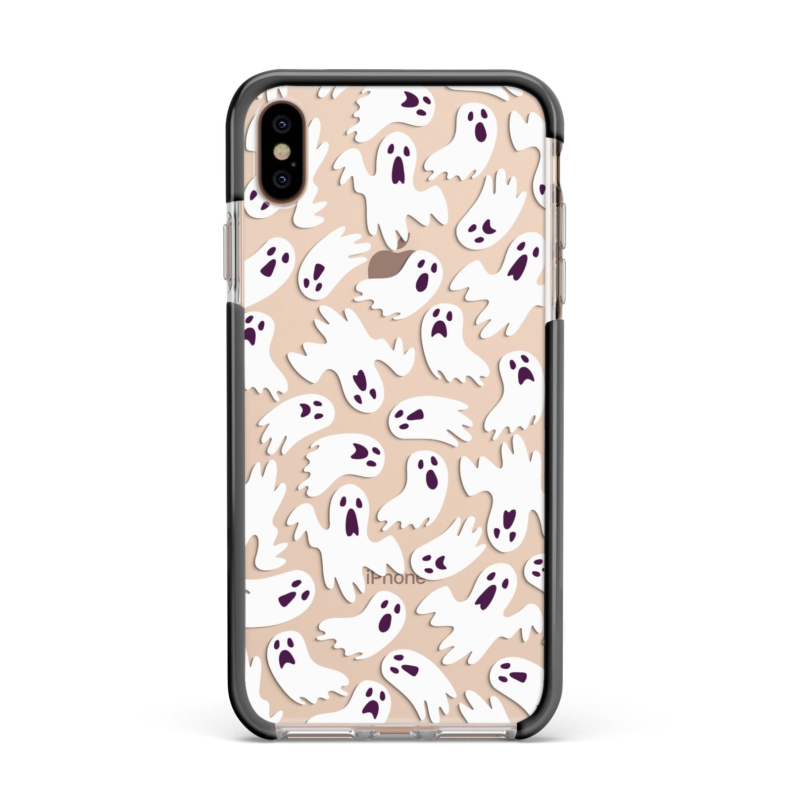 Crowd of Ghosts with Transparent Background Apple iPhone Xs Max Impact Case Black Edge on Gold Phone