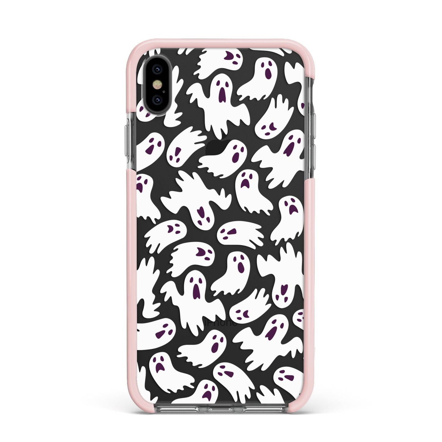 Crowd of Ghosts with Transparent Background Apple iPhone Xs Max Impact Case Pink Edge on Black Phone