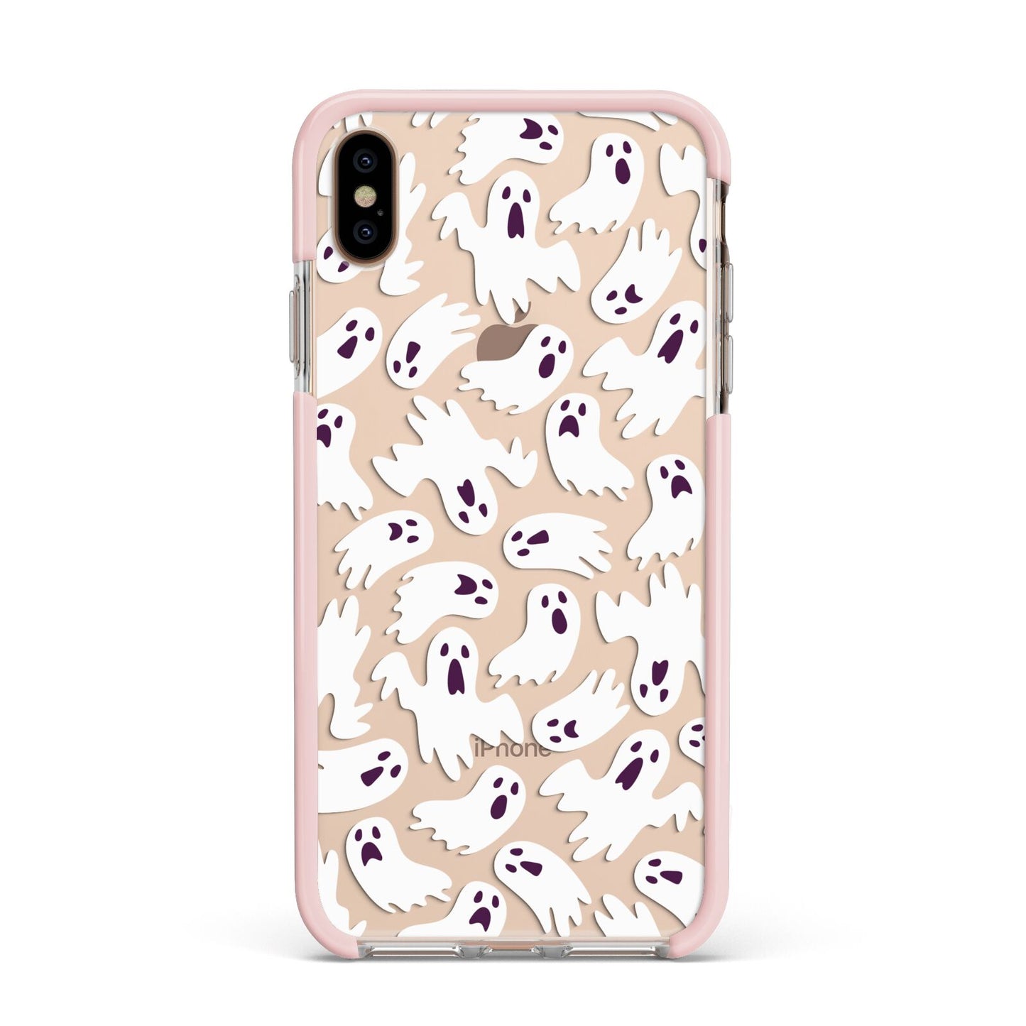 Crowd of Ghosts with Transparent Background Apple iPhone Xs Max Impact Case Pink Edge on Gold Phone