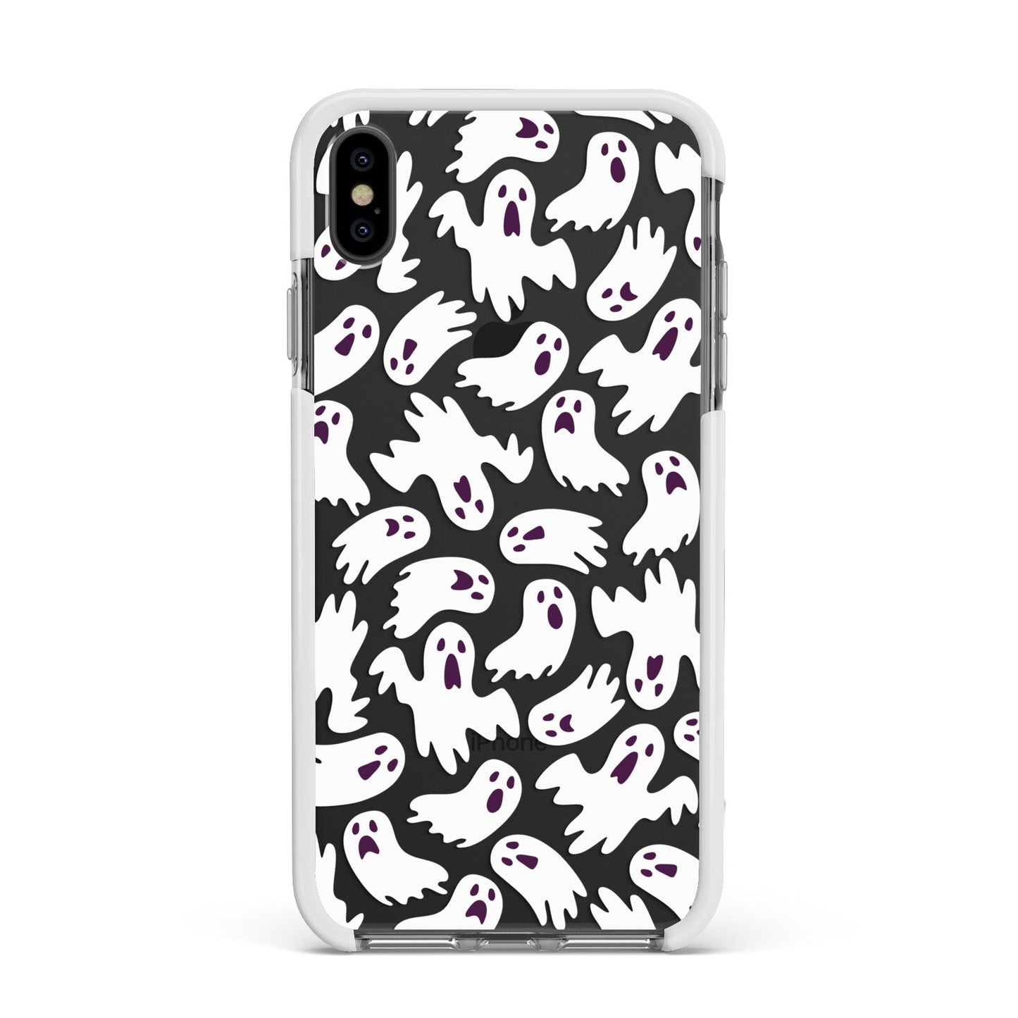 Crowd of Ghosts with Transparent Background Apple iPhone Xs Max Impact Case White Edge on Black Phone