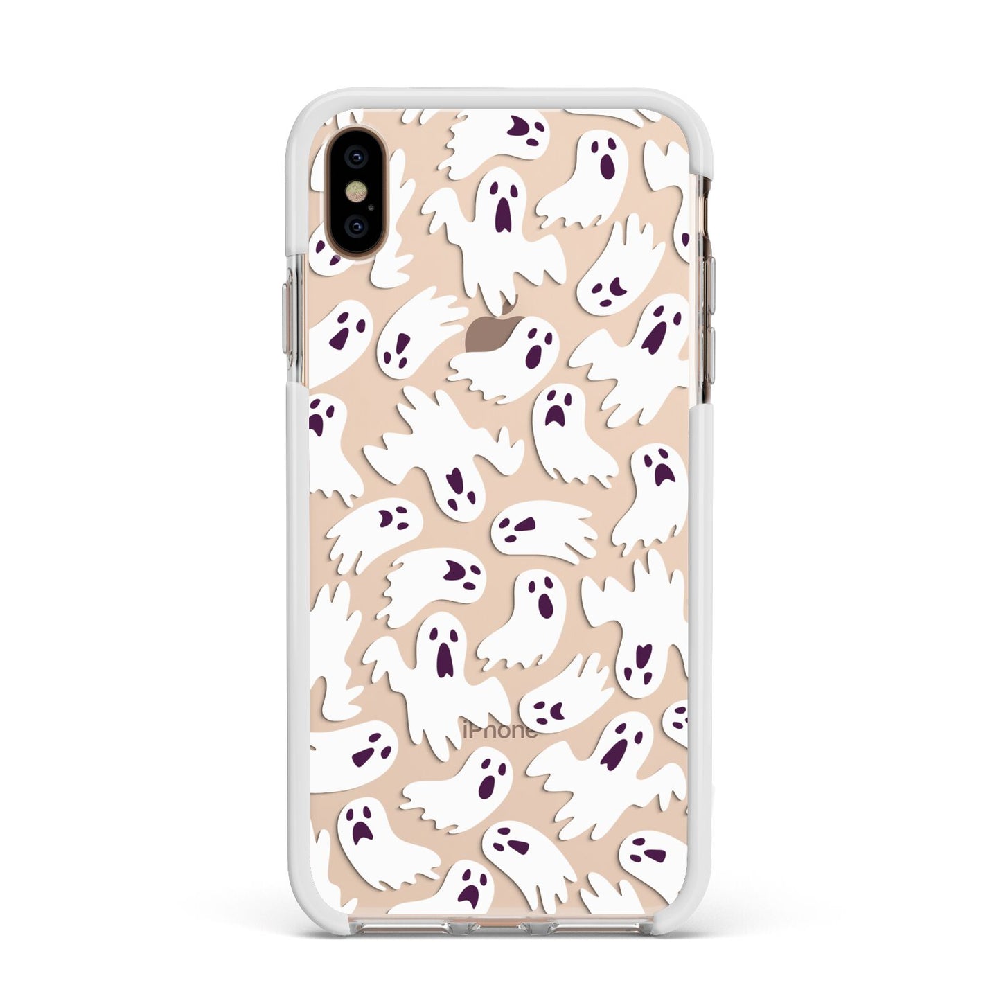 Crowd of Ghosts with Transparent Background Apple iPhone Xs Max Impact Case White Edge on Gold Phone