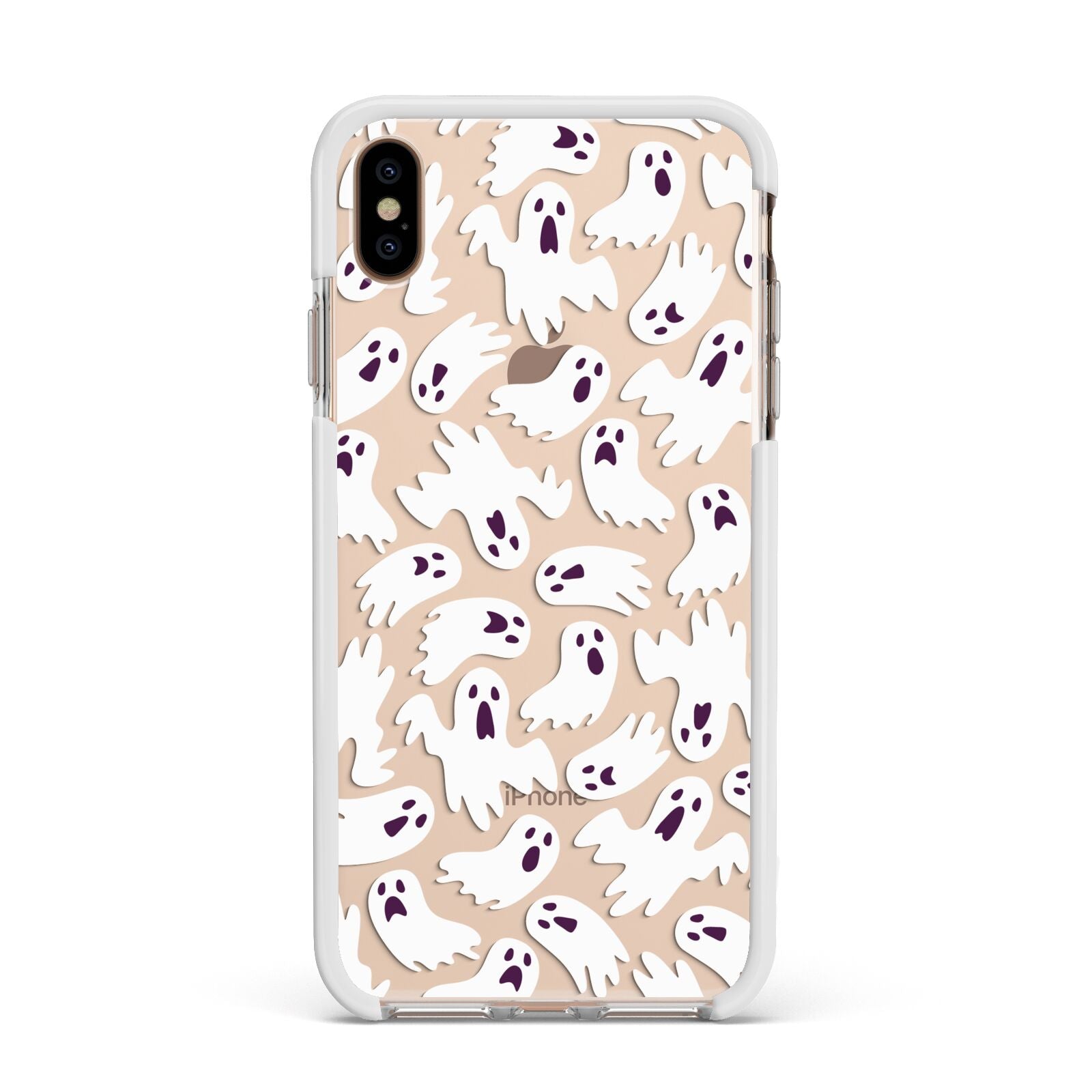 Crowd of Ghosts with Transparent Background Apple iPhone Xs Max Impact Case White Edge on Gold Phone