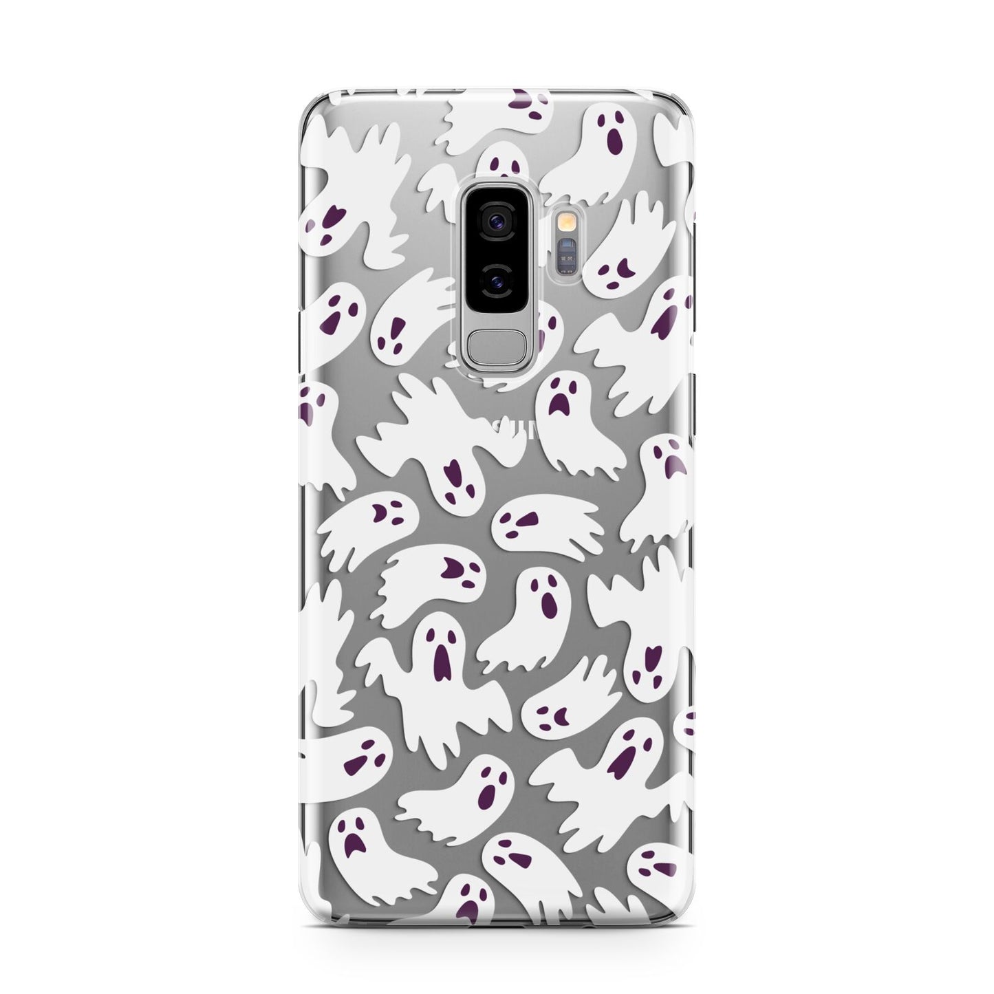 Crowd of Ghosts with Transparent Background Samsung Galaxy S9 Plus Case on Silver phone