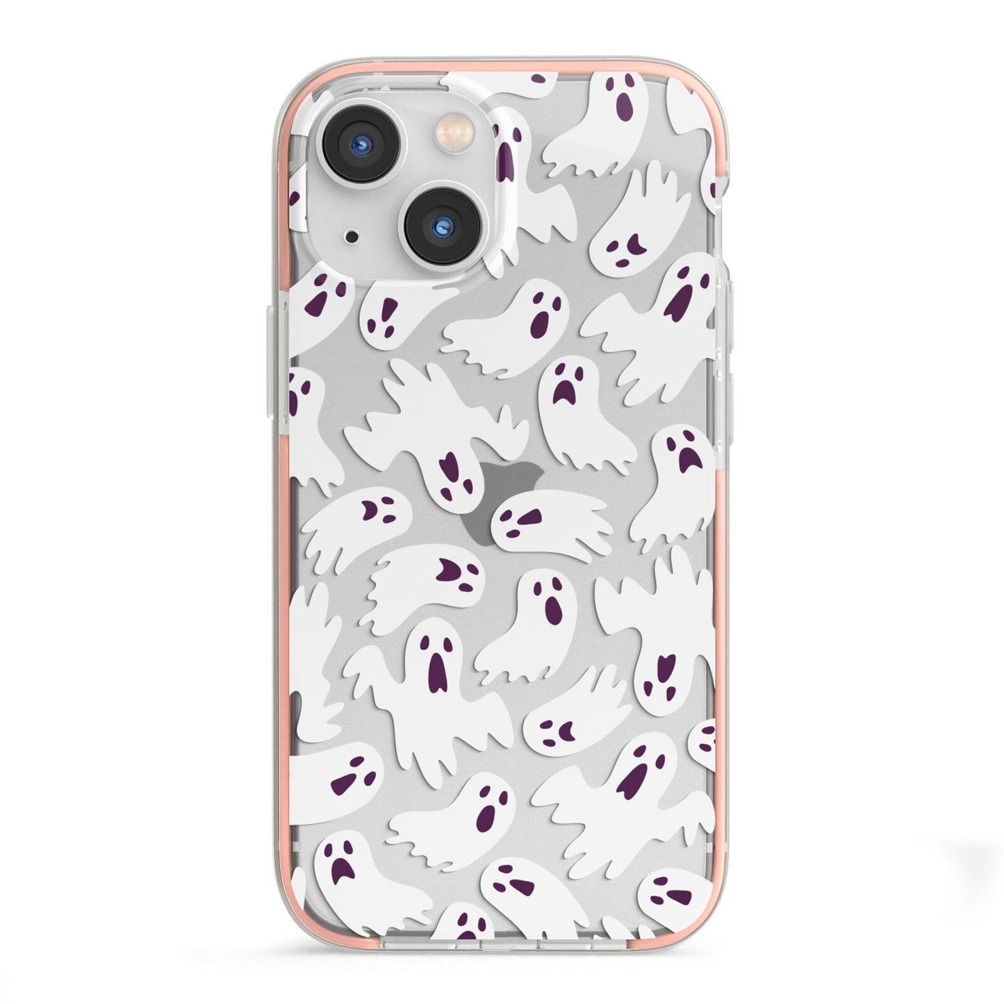 Crowd of Ghosts with Transparent Background iPhone 13 Mini TPU Impact Case with Pink Edges