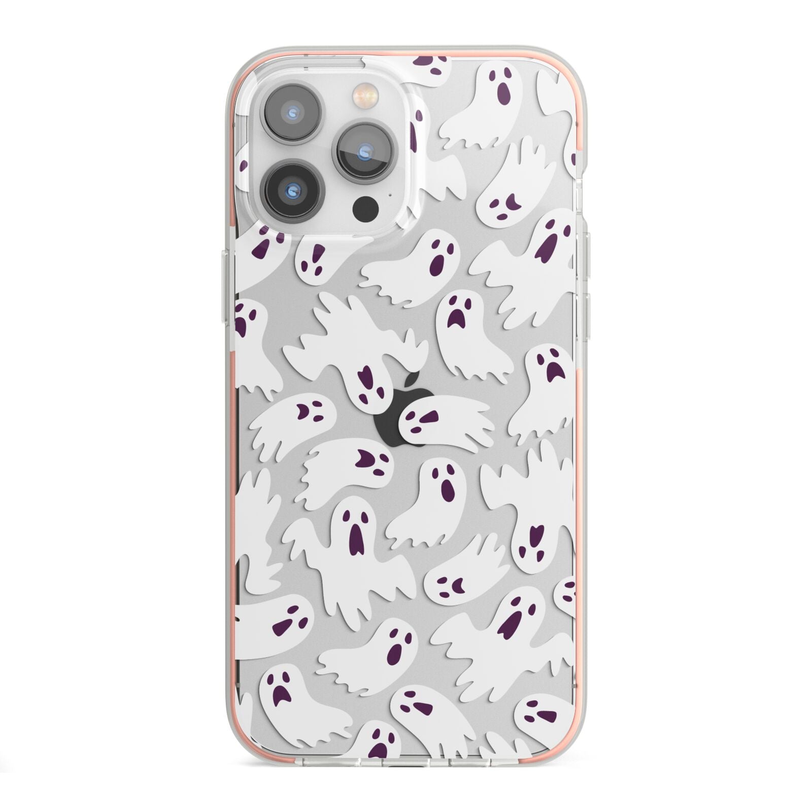 Crowd of Ghosts with Transparent Background iPhone 13 Pro Max TPU Impact Case with Pink Edges