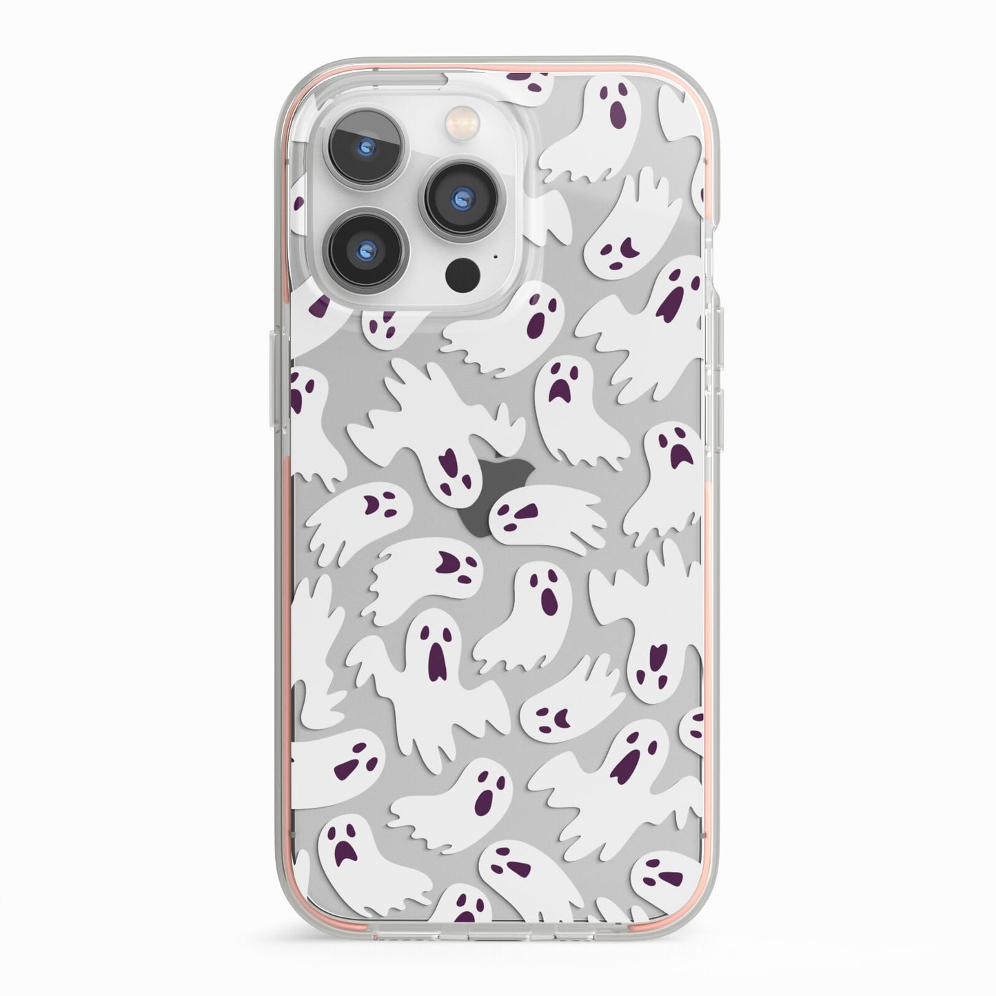 Crowd of Ghosts with Transparent Background iPhone 13 Pro TPU Impact Case with Pink Edges