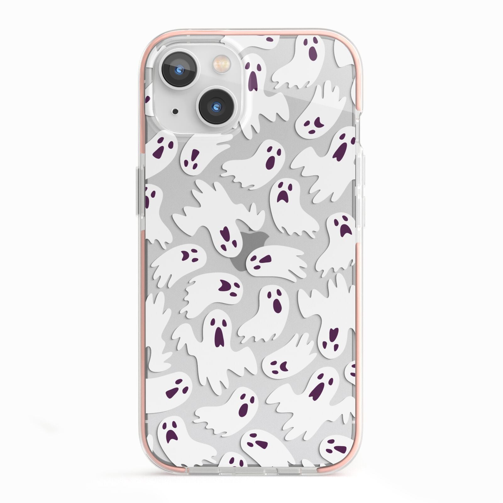 Crowd of Ghosts with Transparent Background iPhone 13 TPU Impact Case with Pink Edges