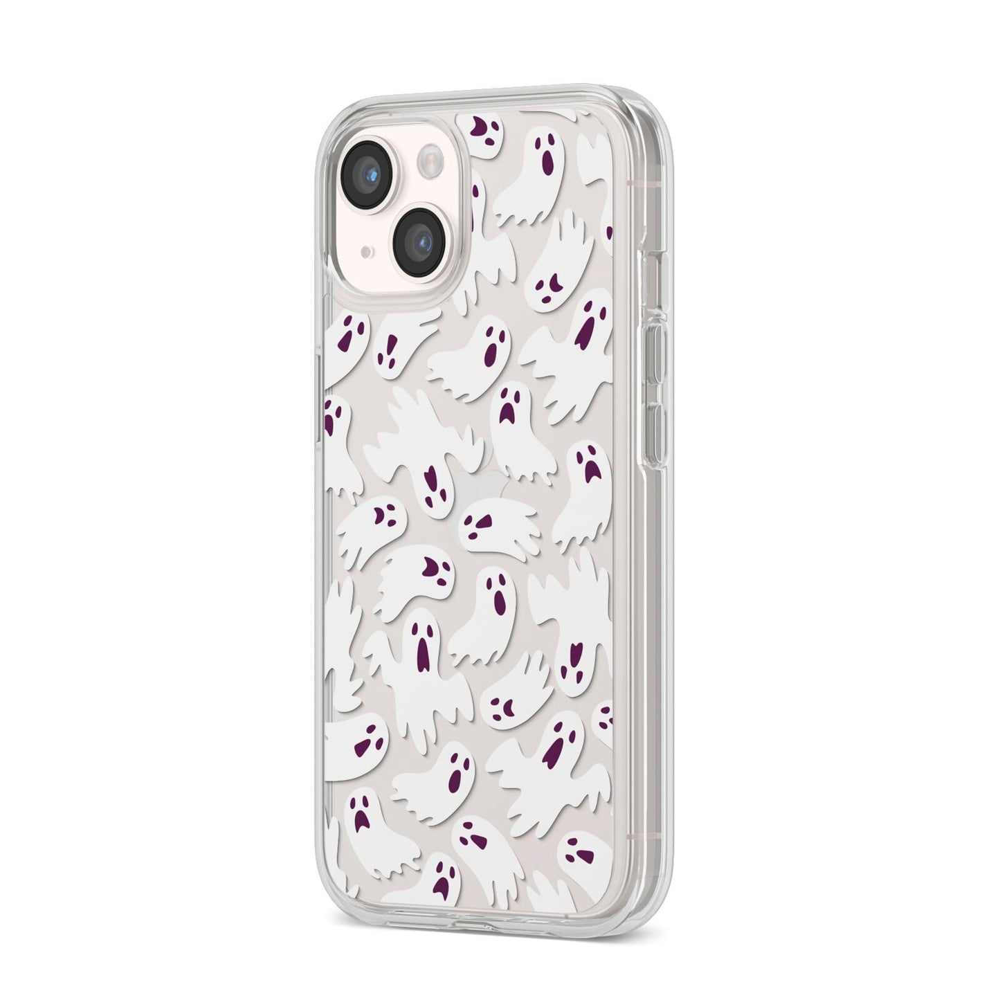 Crowd of Ghosts with Transparent Background iPhone 14 Clear Tough Case Starlight Angled Image