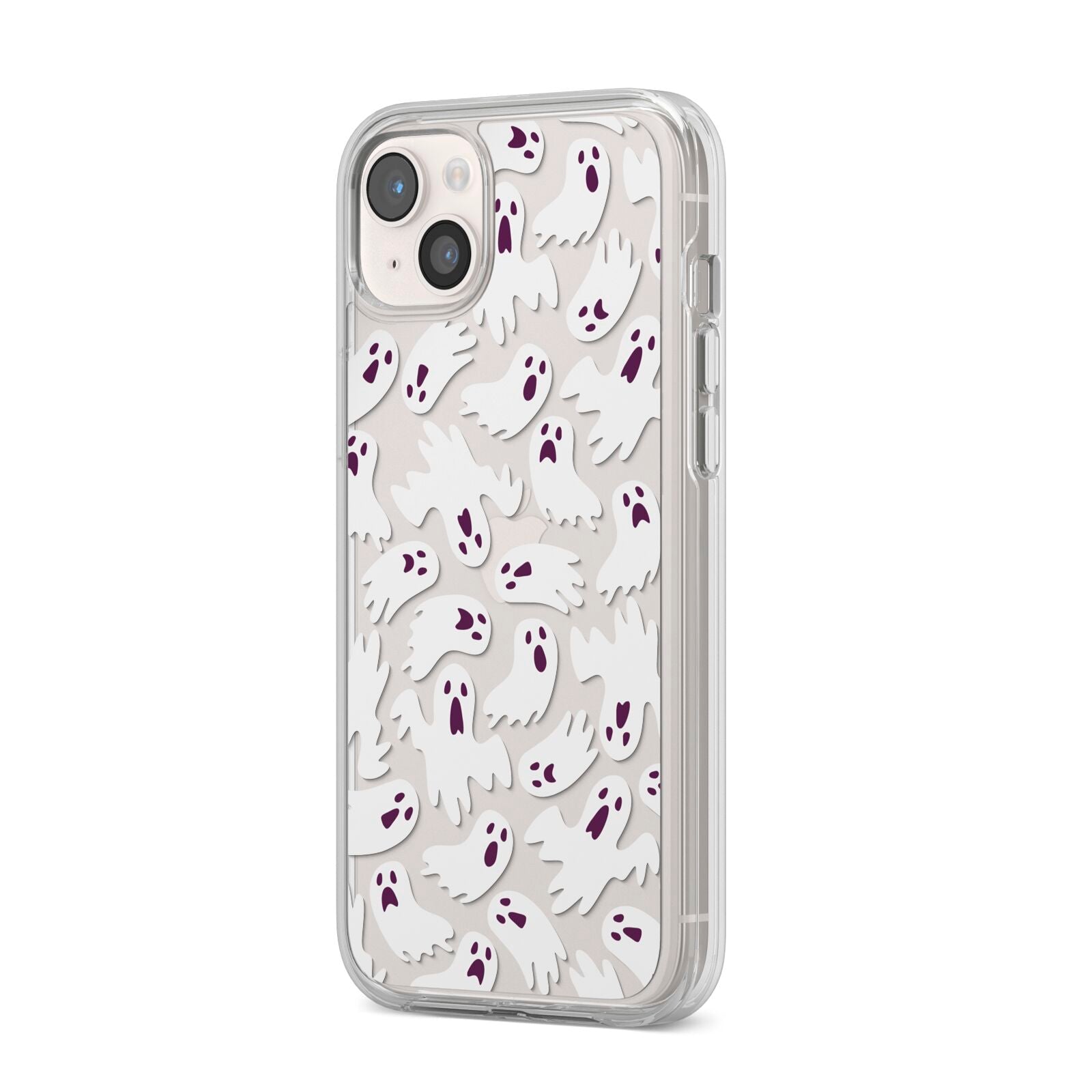 Crowd of Ghosts with Transparent Background iPhone 14 Plus Clear Tough Case Starlight Angled Image