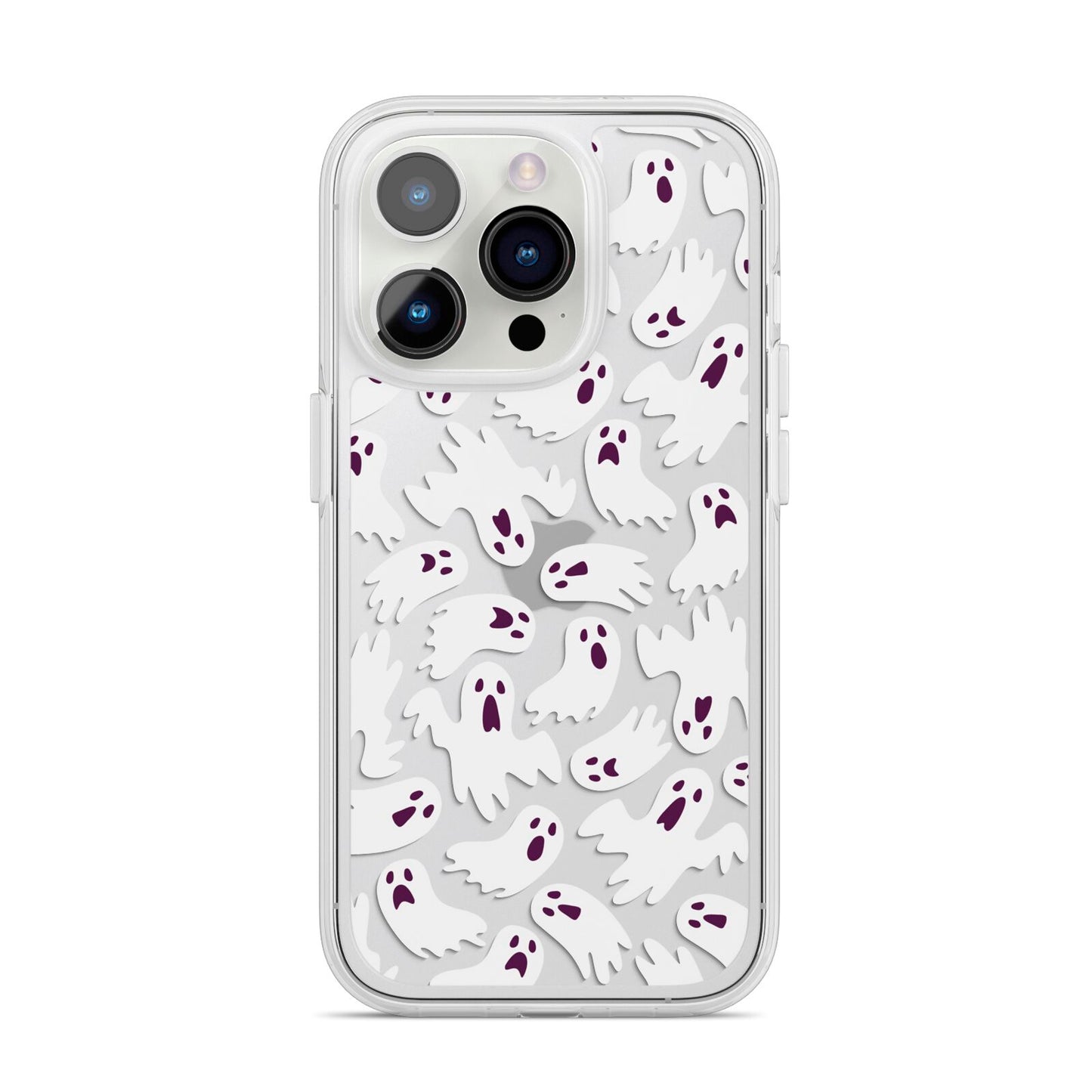 Crowd of Ghosts with Transparent Background iPhone 14 Pro Clear Tough Case Silver