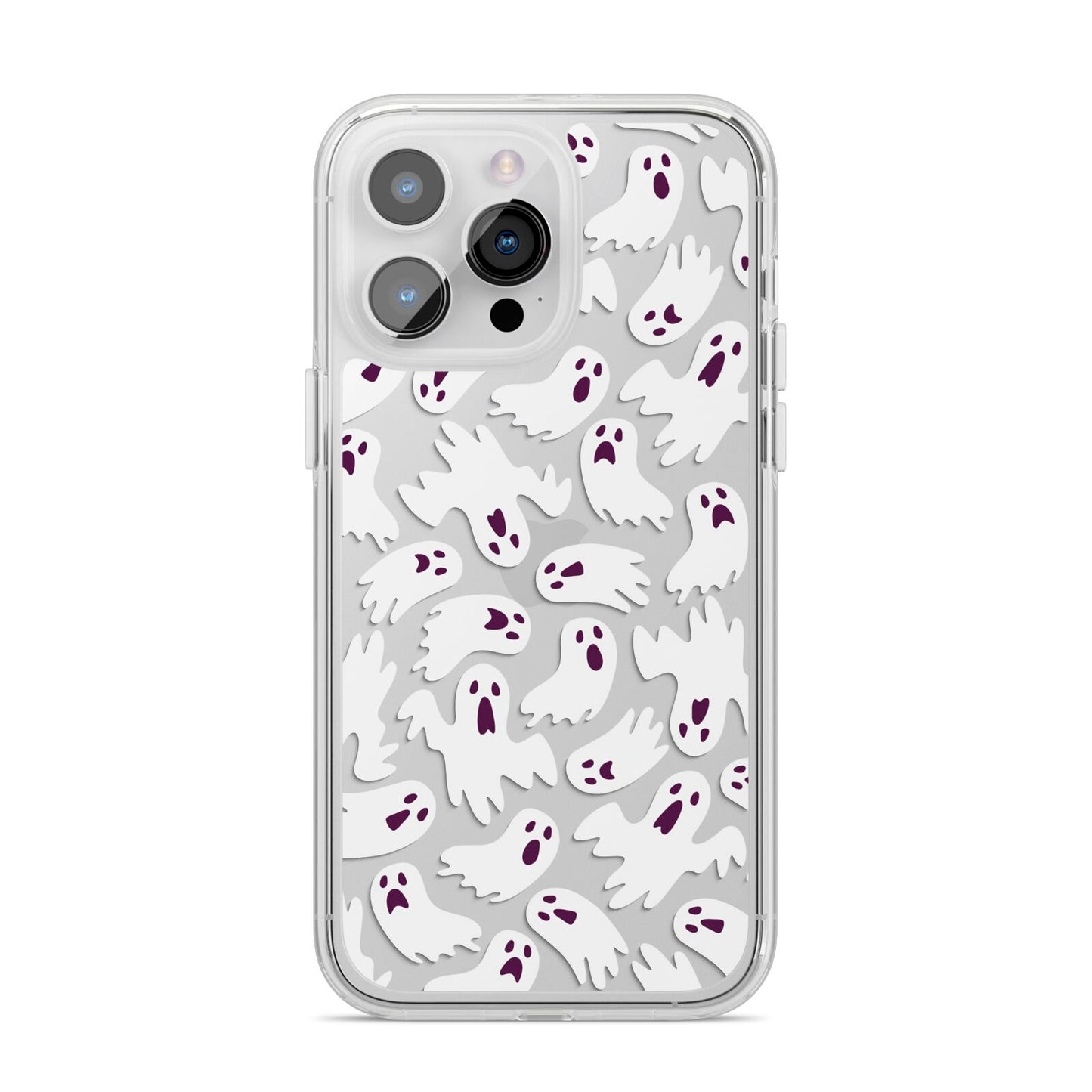 Crowd of Ghosts with Transparent Background iPhone 14 Pro Max Clear Tough Case Silver