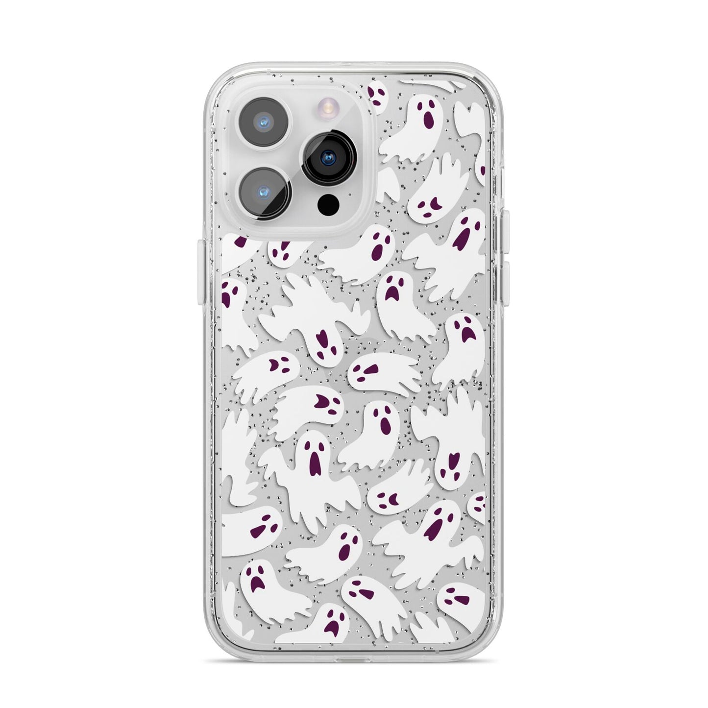 Crowd of Ghosts with Transparent Background iPhone 14 Pro Max Glitter Tough Case Silver