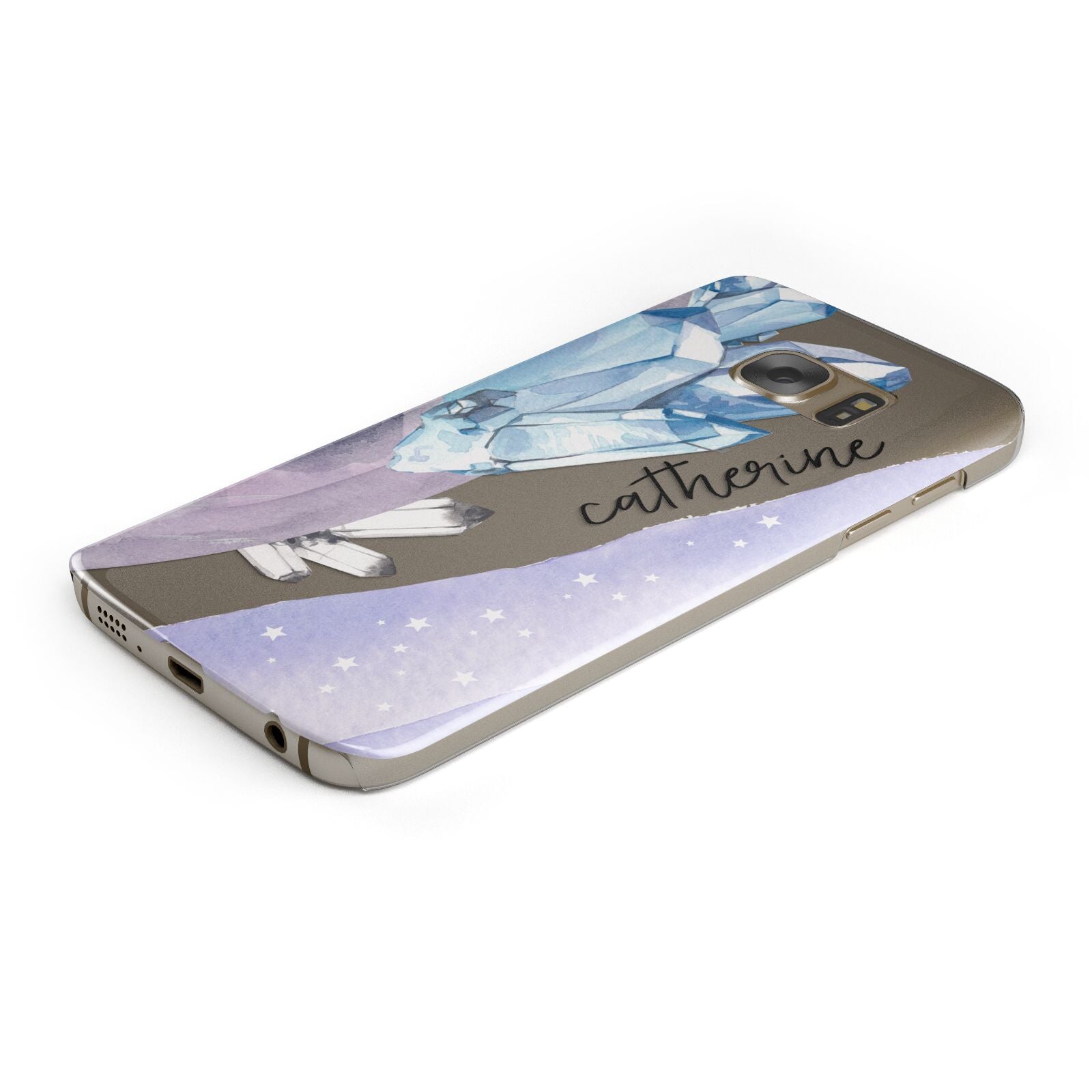 Crystals Personalised Name Protective Samsung Galaxy Case Angled Image