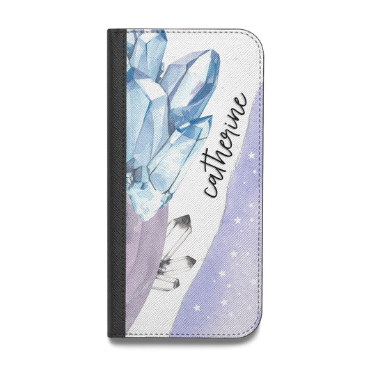 Crystals Personalised Name Vegan Leather Flip iPhone Case