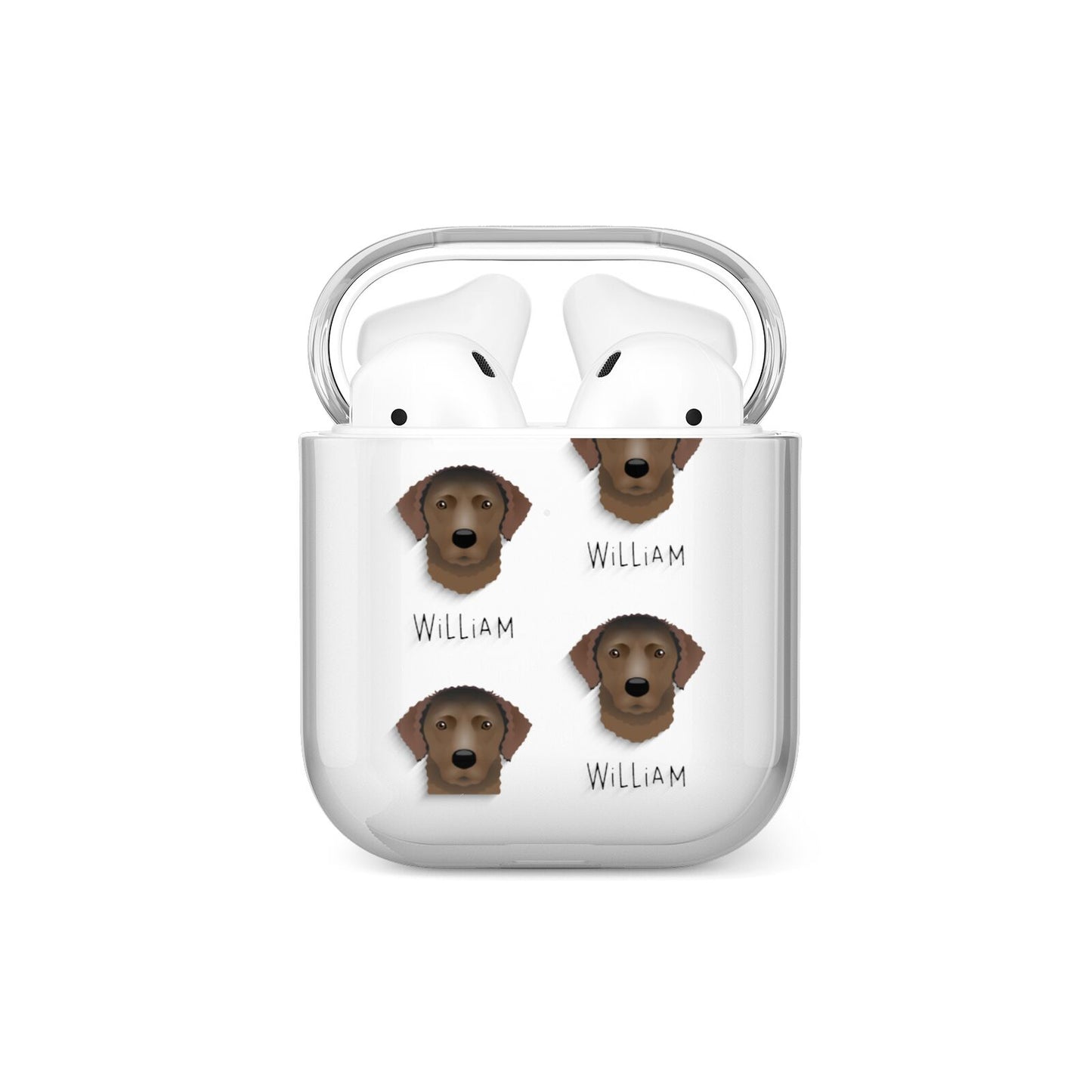 Curly Coated Retriever Icon with Name AirPods Case