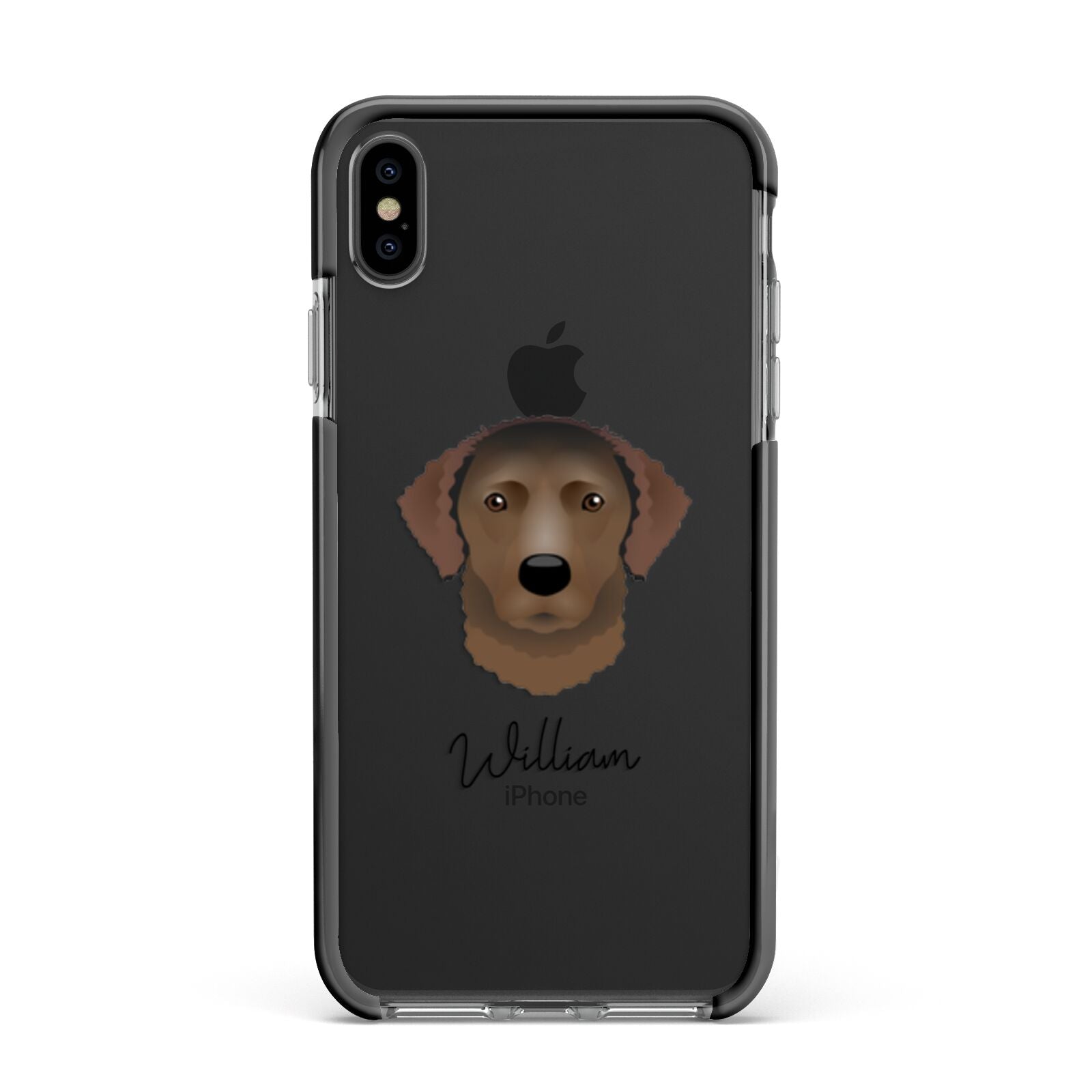 Curly Coated Retriever Personalised Apple iPhone Xs Max Impact Case Black Edge on Black Phone