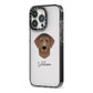 Curly Coated Retriever Personalised iPhone 13 Pro Black Impact Case Side Angle on Silver phone