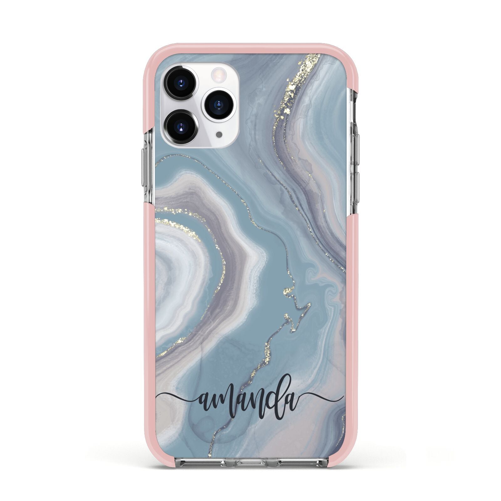 Custom Agate Apple iPhone 11 Pro in Silver with Pink Impact Case