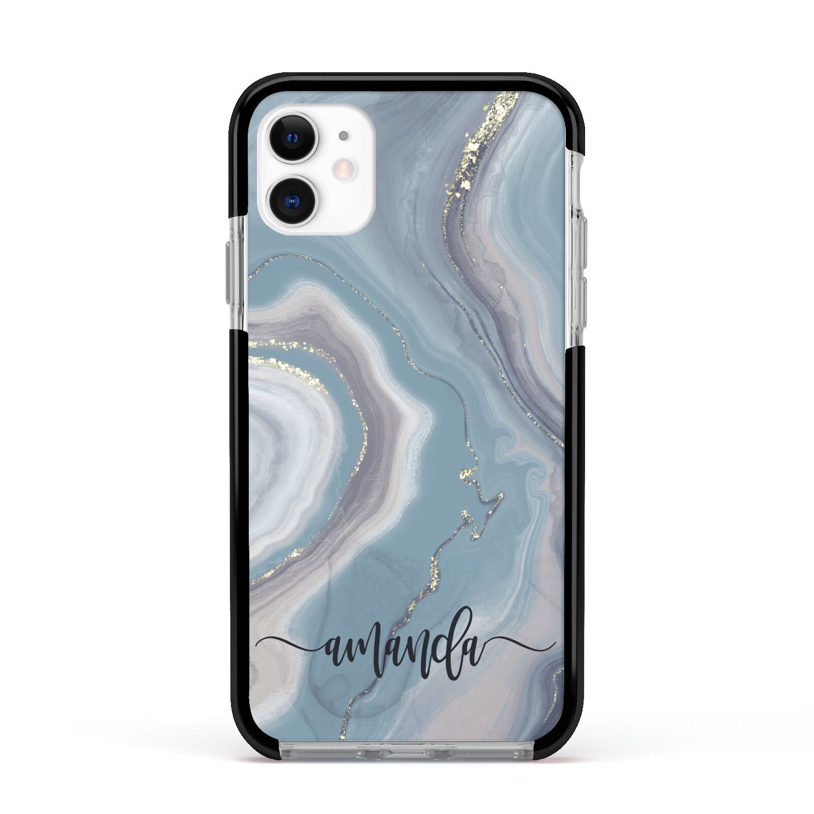 Custom Agate Apple iPhone 11 in White with Black Impact Case