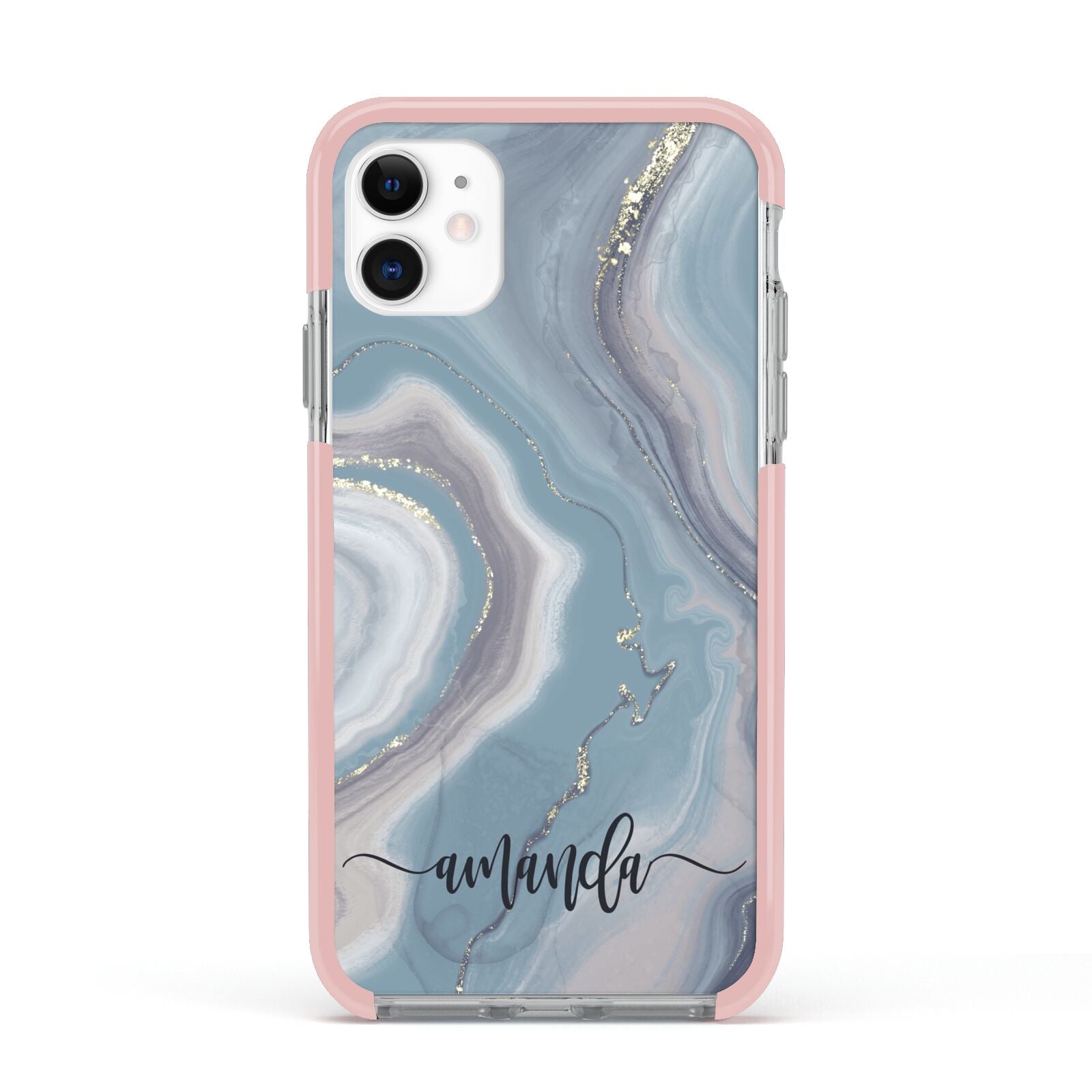 Custom Agate Apple iPhone 11 in White with Pink Impact Case