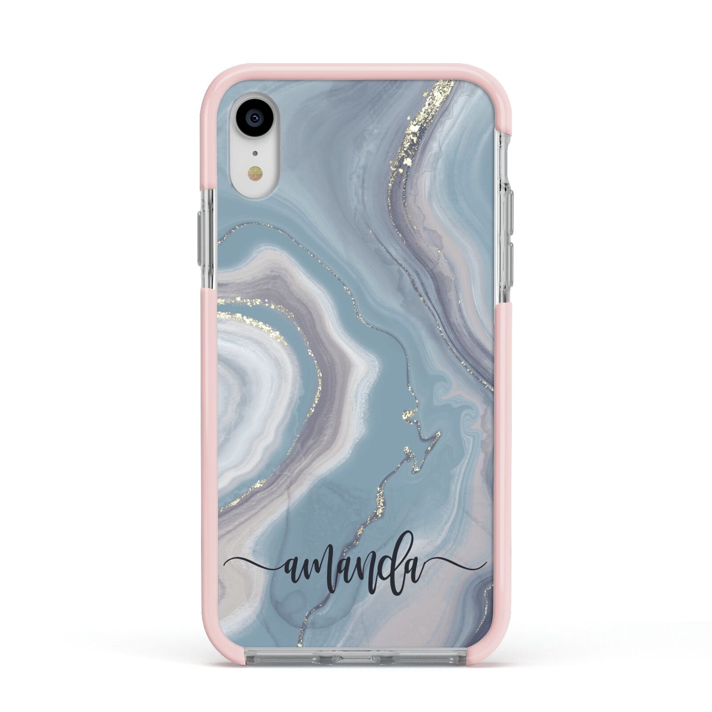 Custom Agate Apple iPhone XR Impact Case Pink Edge on Silver Phone