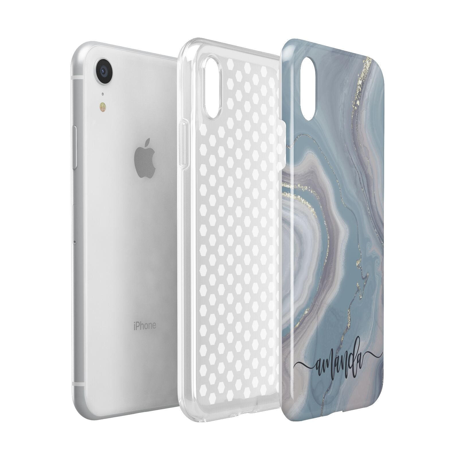 Custom Agate Apple iPhone XR White 3D Tough Case Expanded view