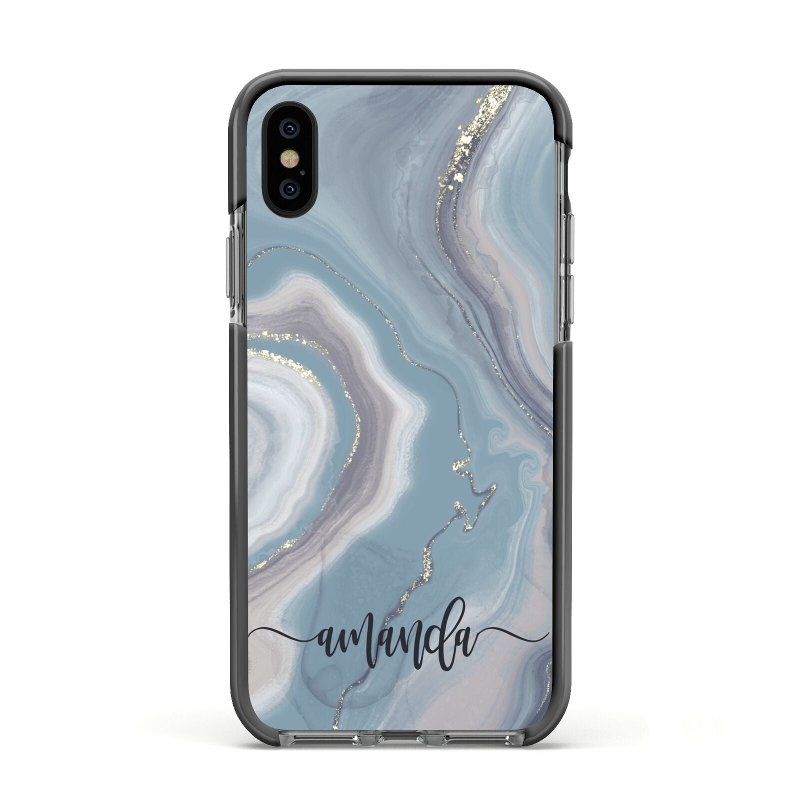 Custom Agate Apple iPhone Xs Impact Case Black Edge on Black Phone