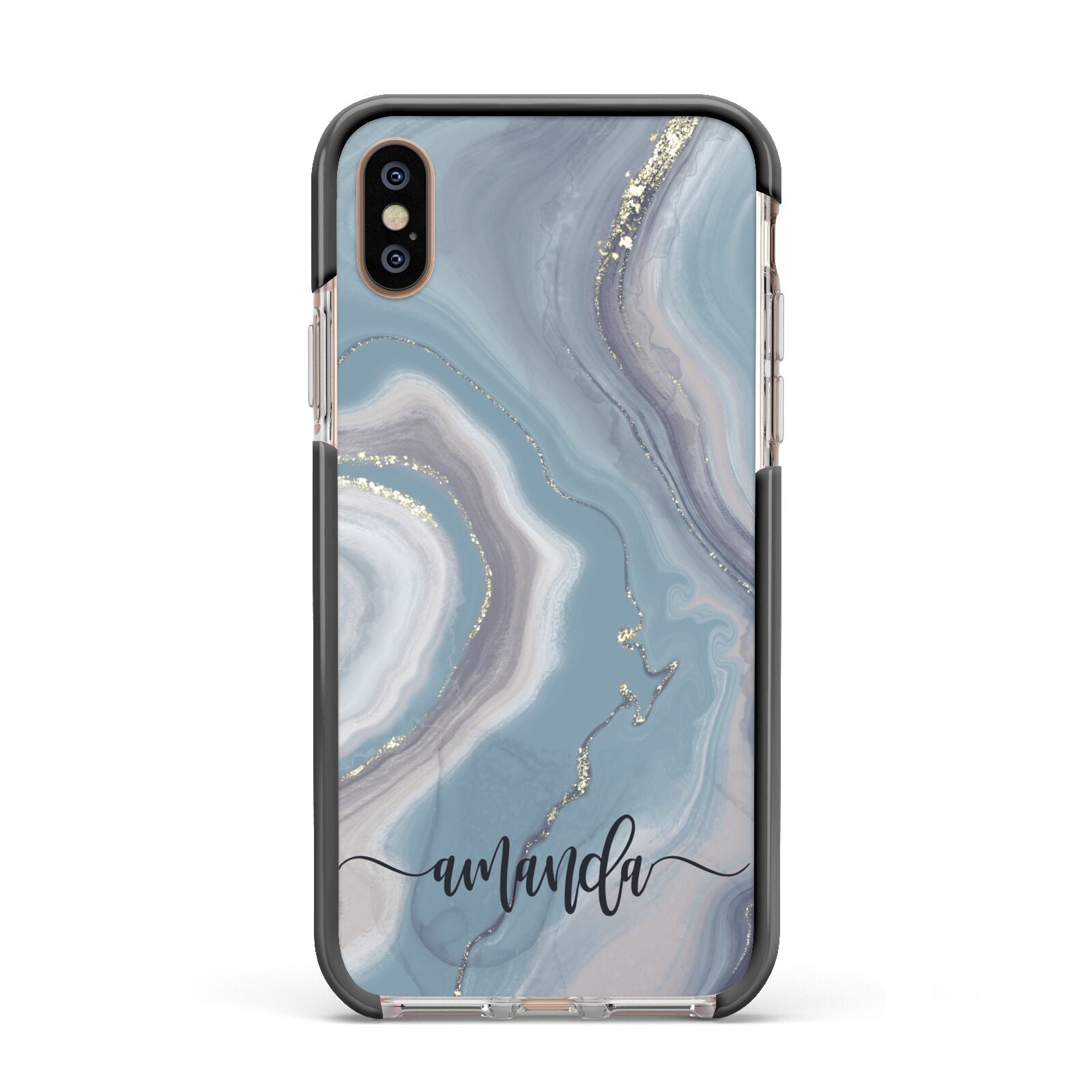 Custom Agate Apple iPhone Xs Impact Case Black Edge on Gold Phone