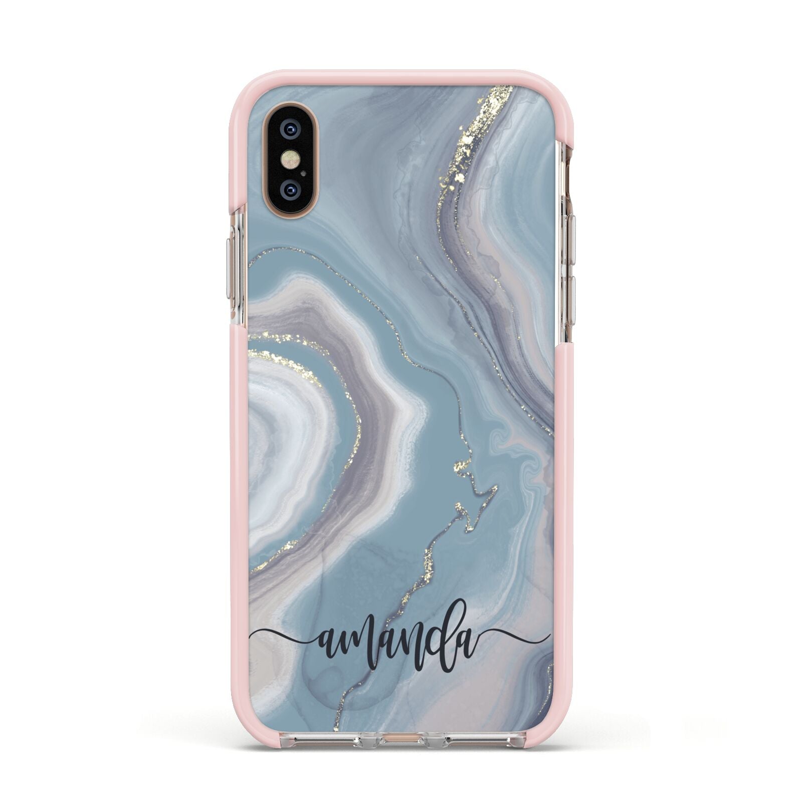 Custom Agate Apple iPhone Xs Impact Case Pink Edge on Gold Phone