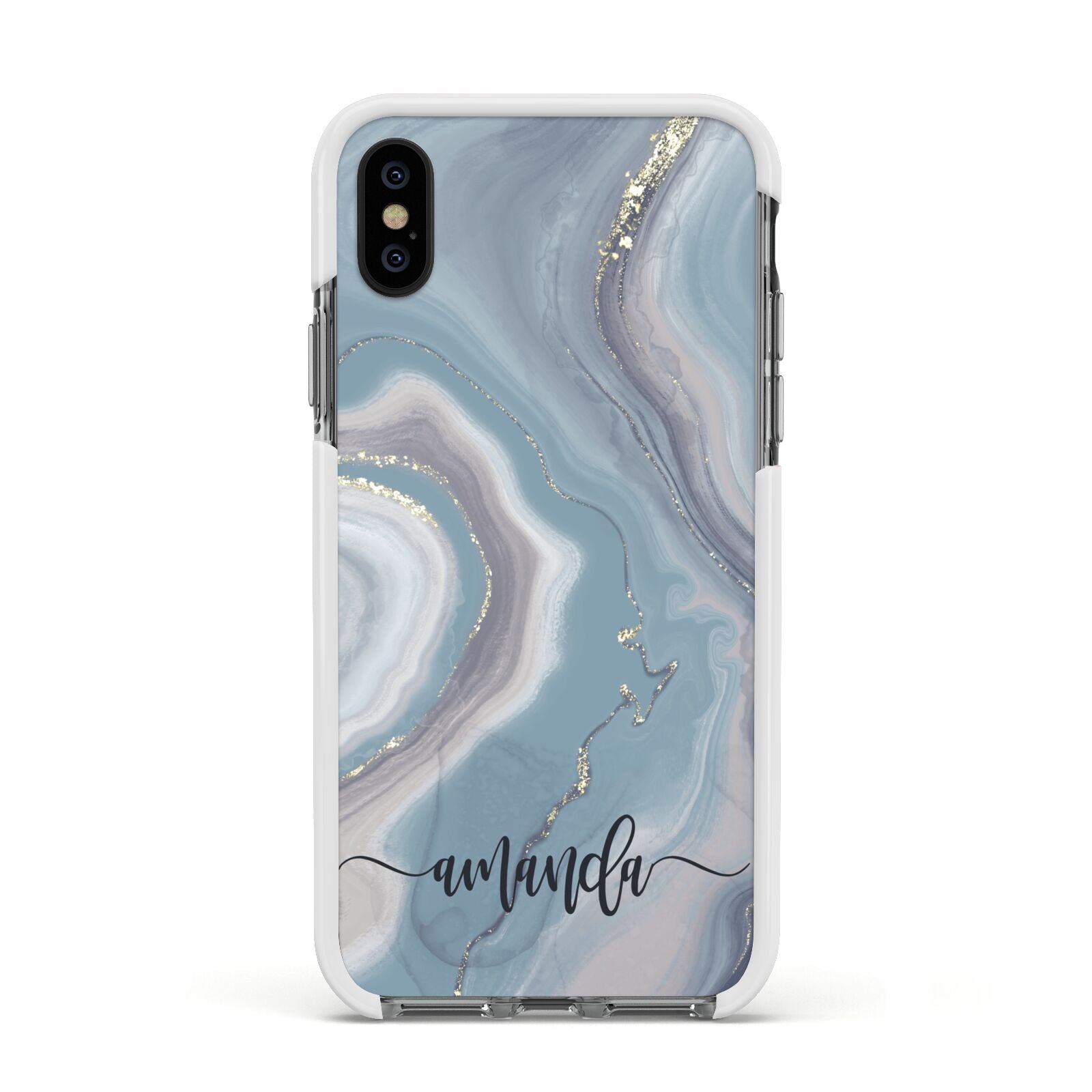 Custom Agate Apple iPhone Xs Impact Case White Edge on Black Phone