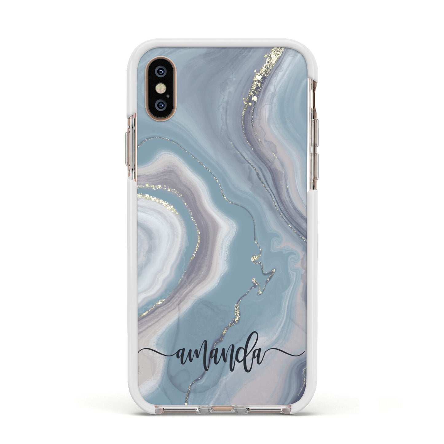 Custom Agate Apple iPhone Xs Impact Case White Edge on Gold Phone