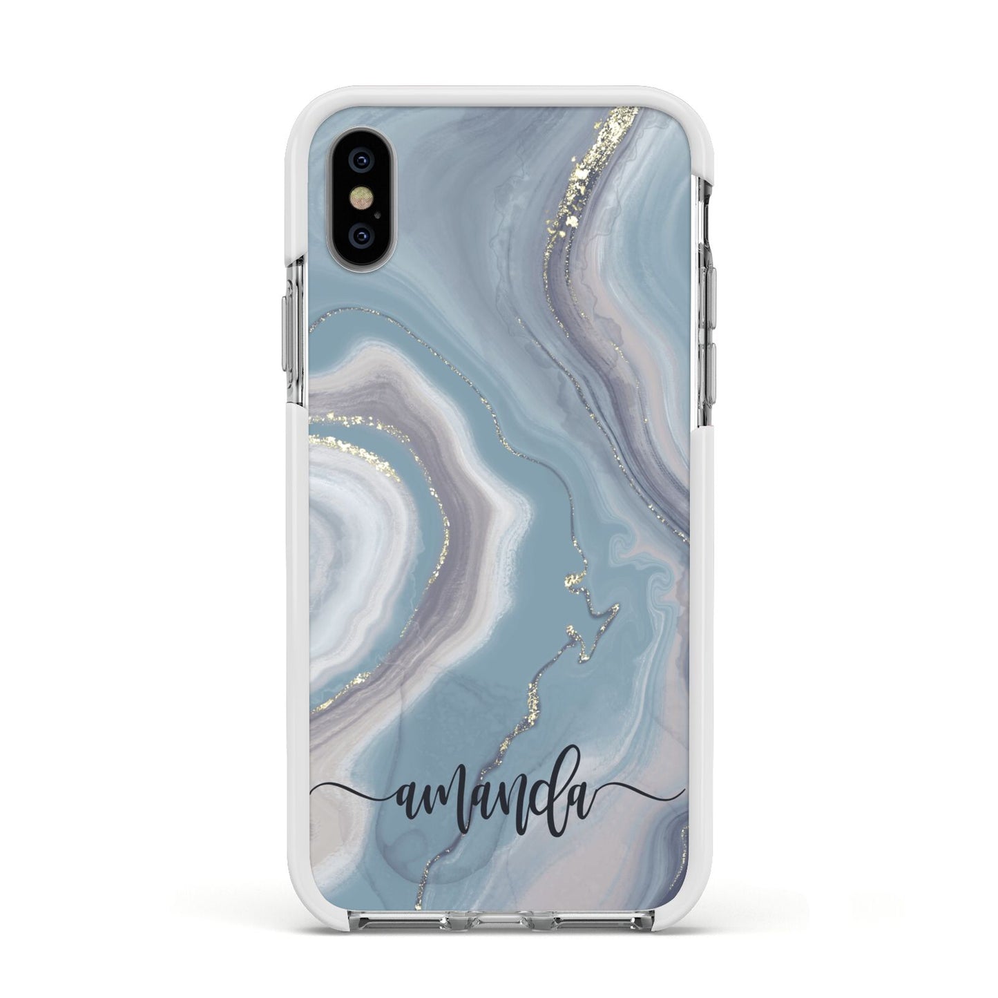 Custom Agate Apple iPhone Xs Impact Case White Edge on Silver Phone