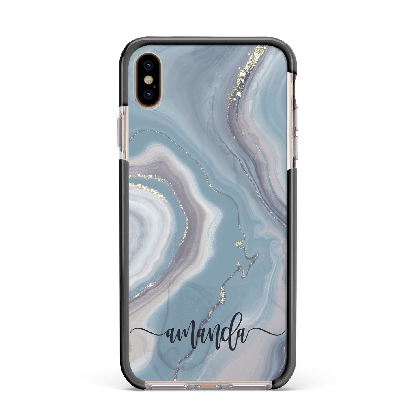 Custom Agate Apple iPhone Xs Max Impact Case Black Edge on Gold Phone