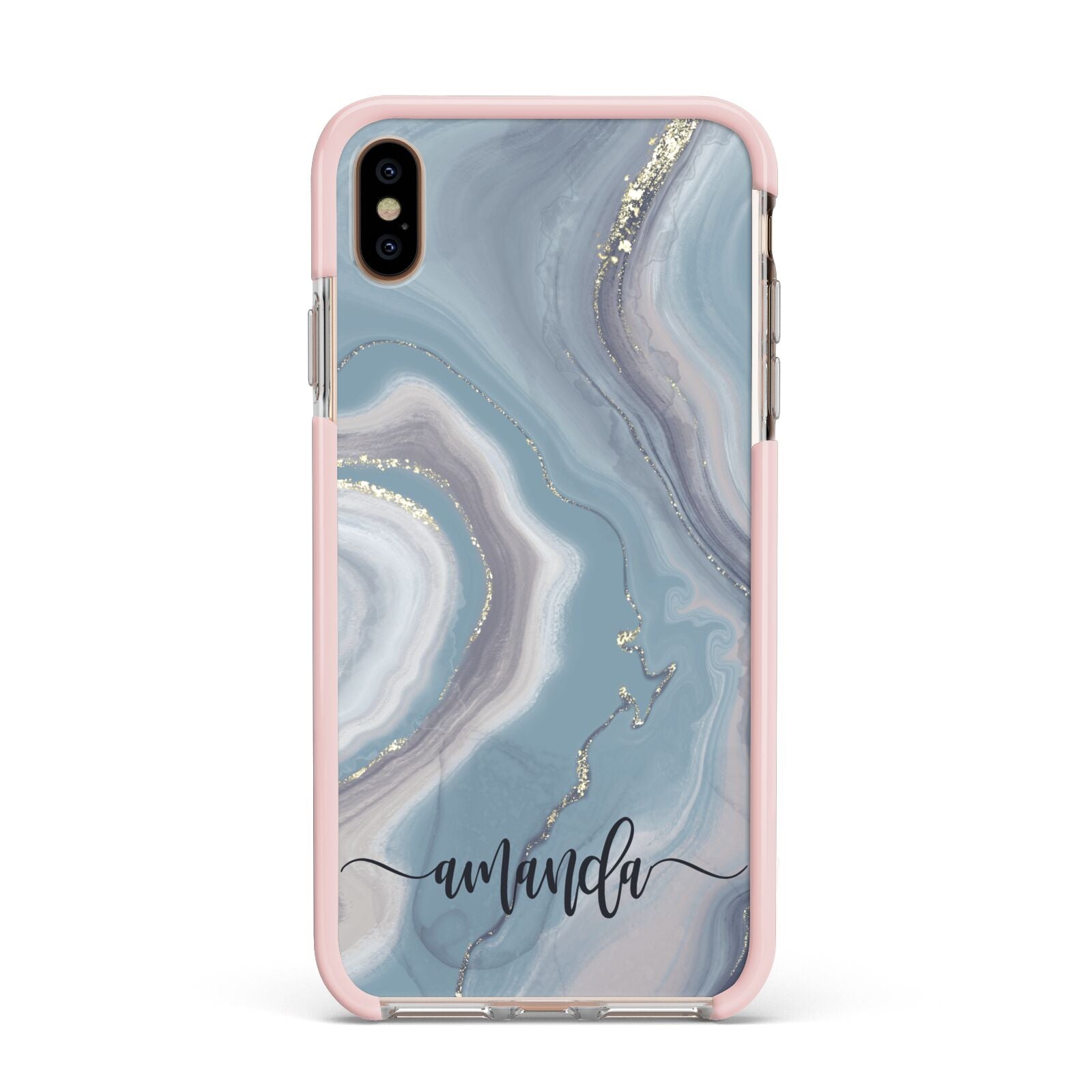 Custom Agate Apple iPhone Xs Max Impact Case Pink Edge on Gold Phone