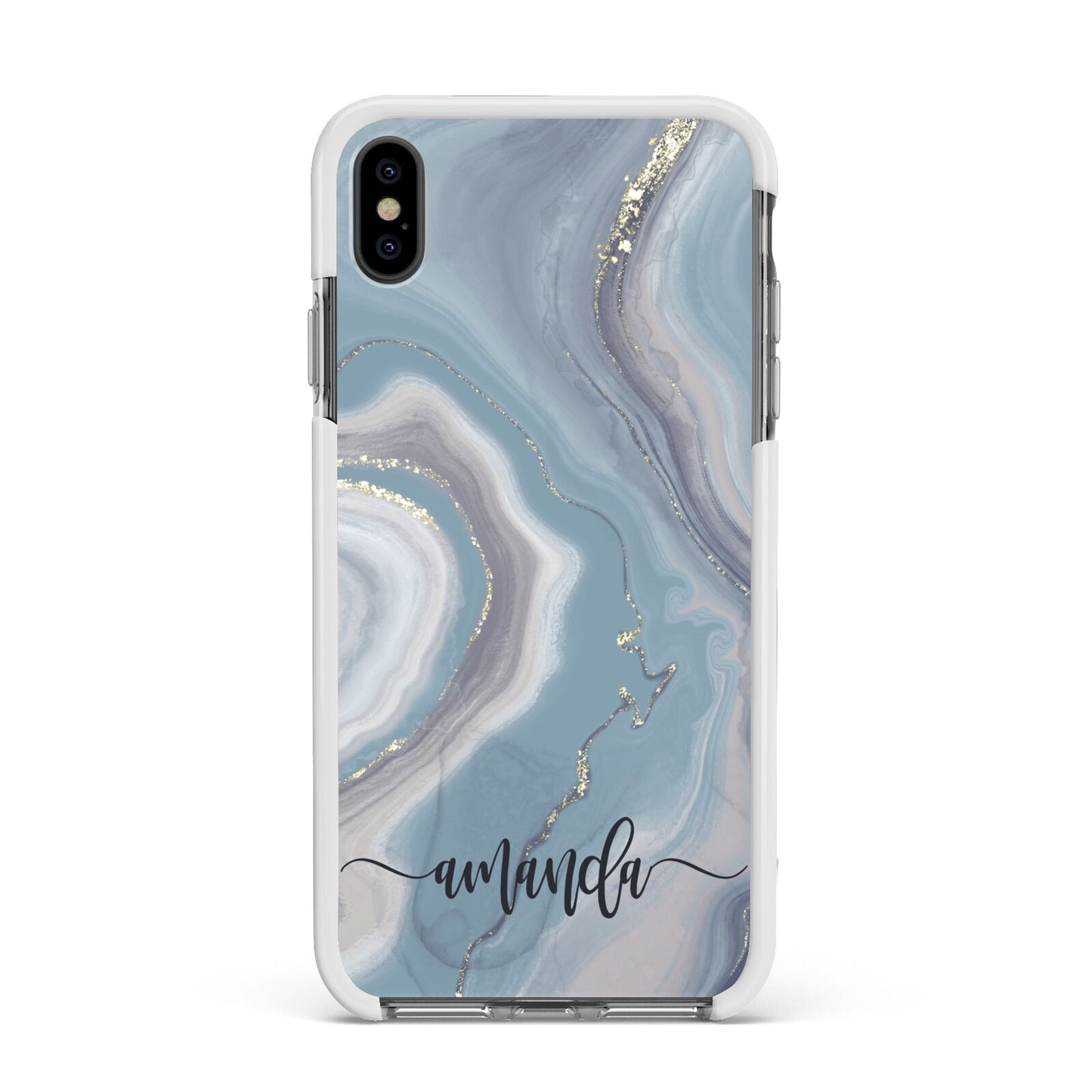 Custom Agate Apple iPhone Xs Max Impact Case White Edge on Black Phone