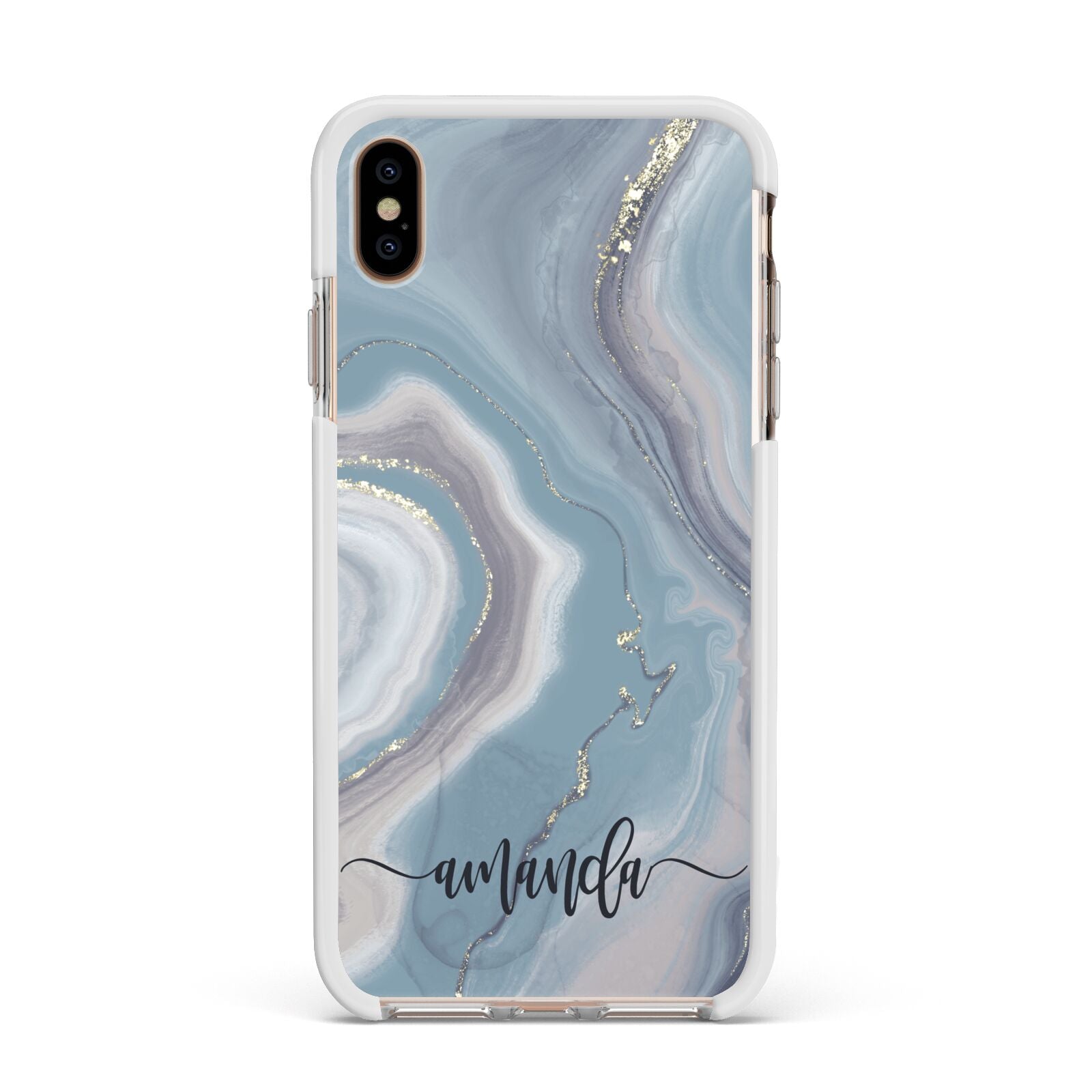 Custom Agate Apple iPhone Xs Max Impact Case White Edge on Gold Phone