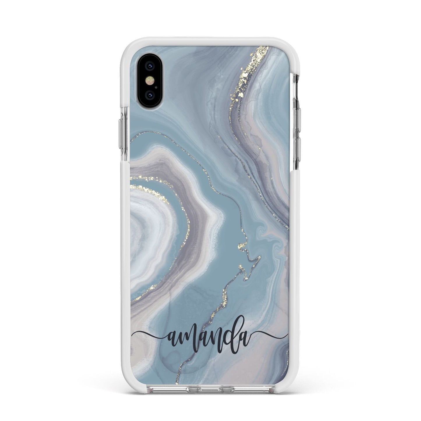 Custom Agate Apple iPhone Xs Max Impact Case White Edge on Silver Phone