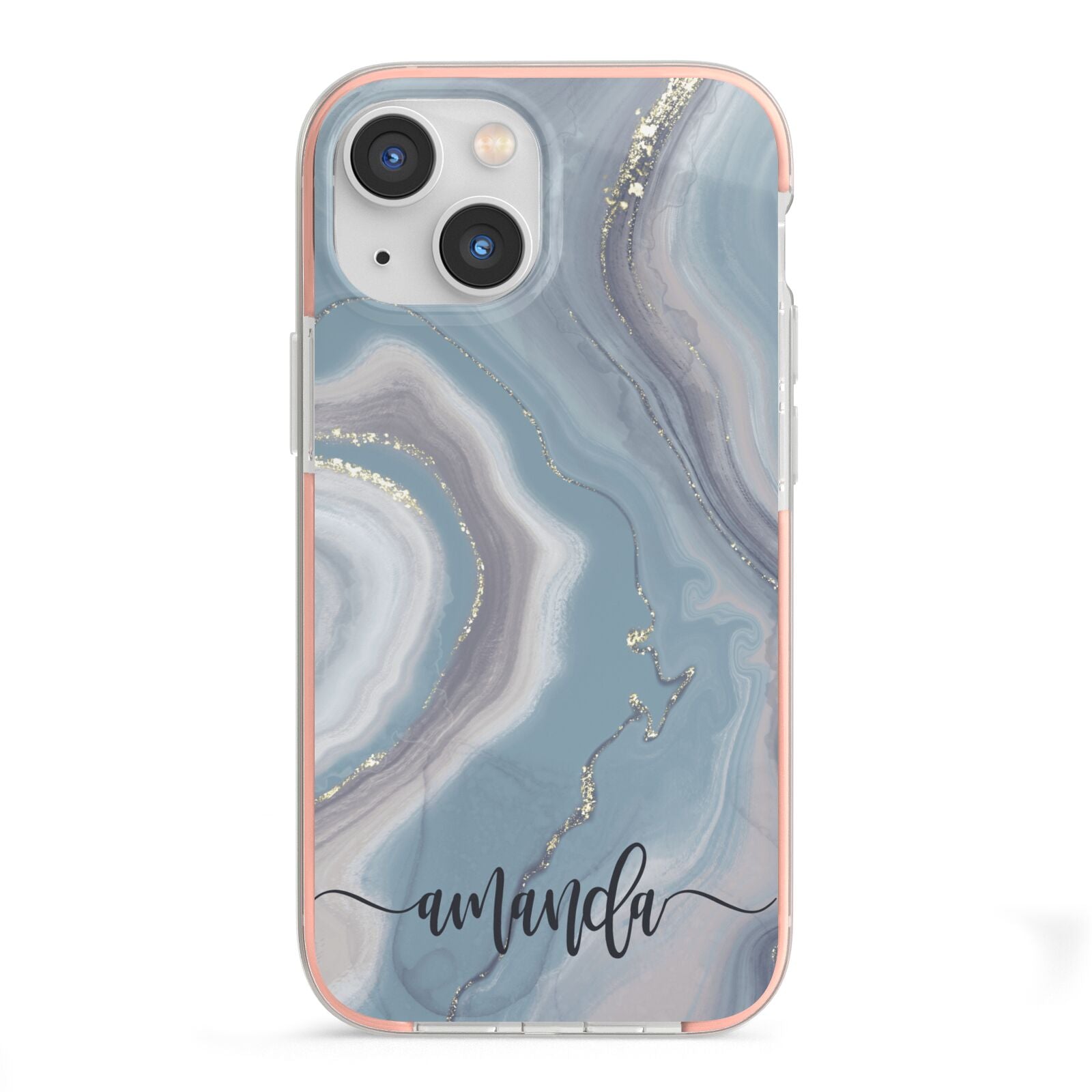 Custom Agate iPhone 13 Mini TPU Impact Case with Pink Edges