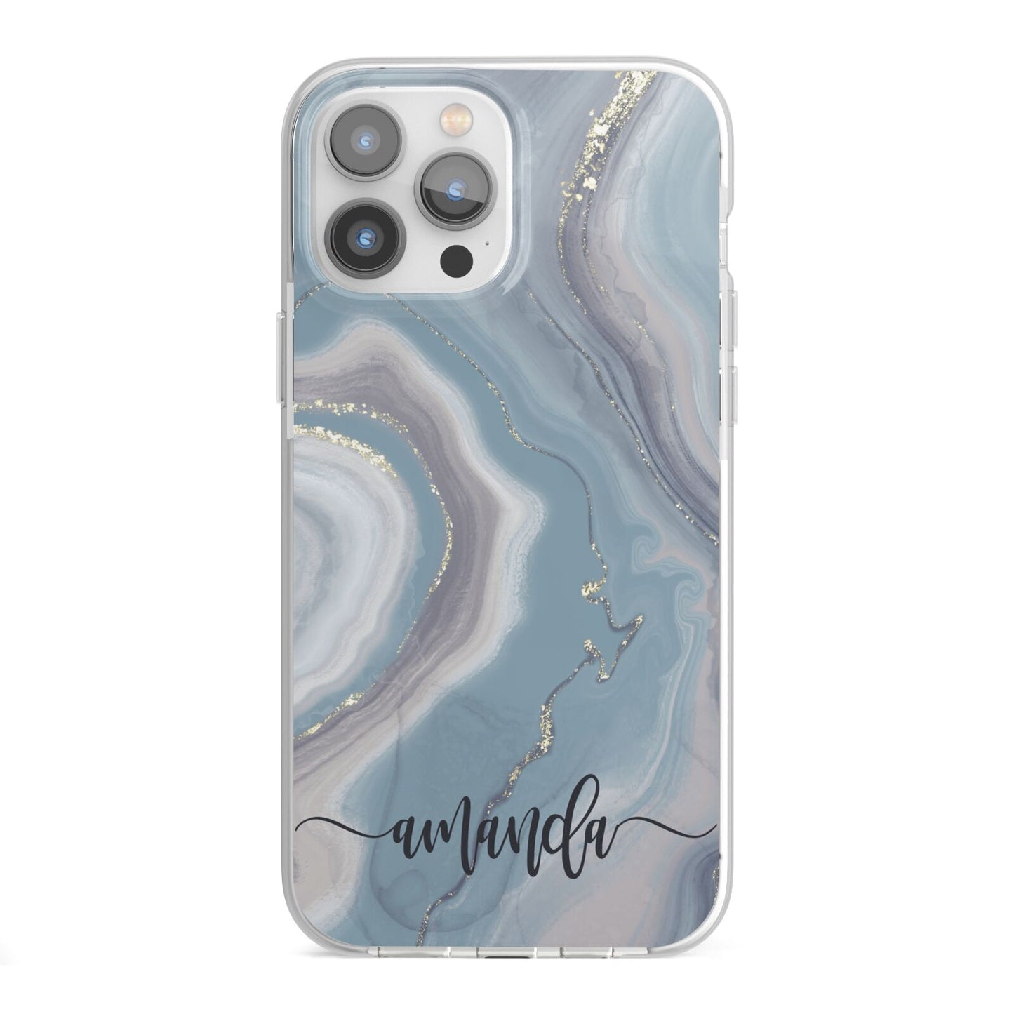 Custom Agate iPhone 13 Pro Max TPU Impact Case with White Edges