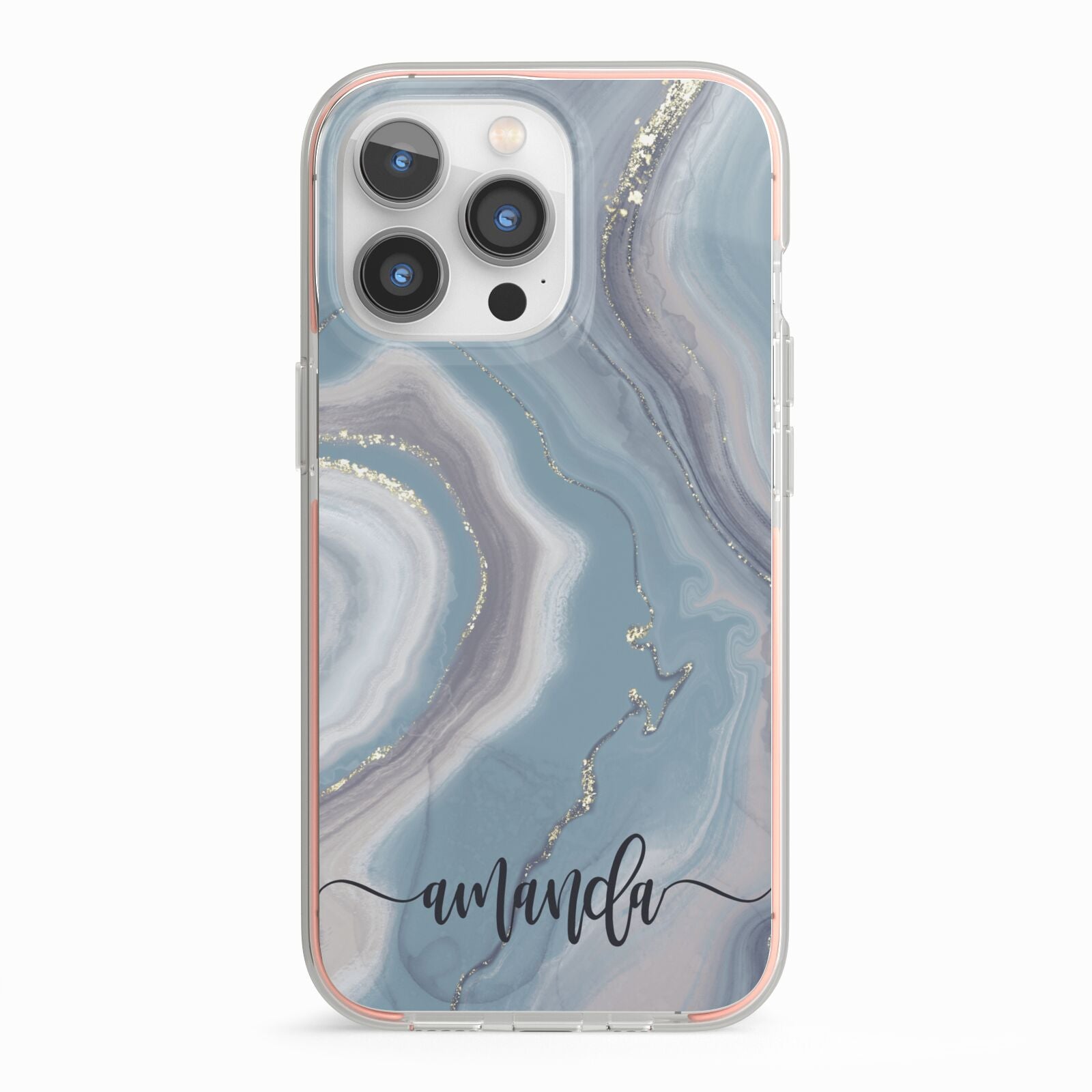 Custom Agate iPhone 13 Pro TPU Impact Case with Pink Edges