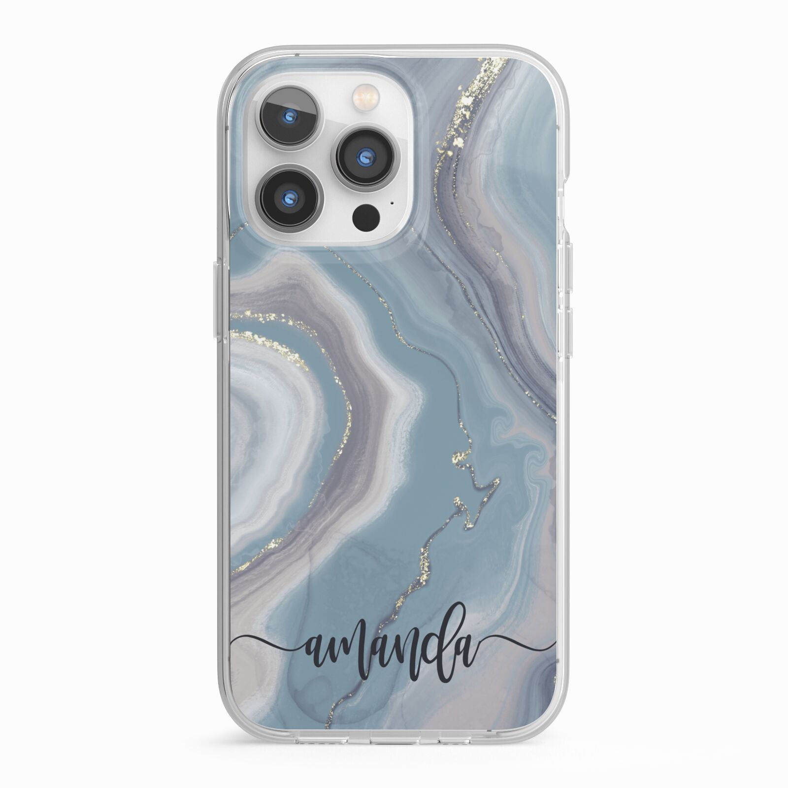 Custom Agate iPhone 13 Pro TPU Impact Case with White Edges