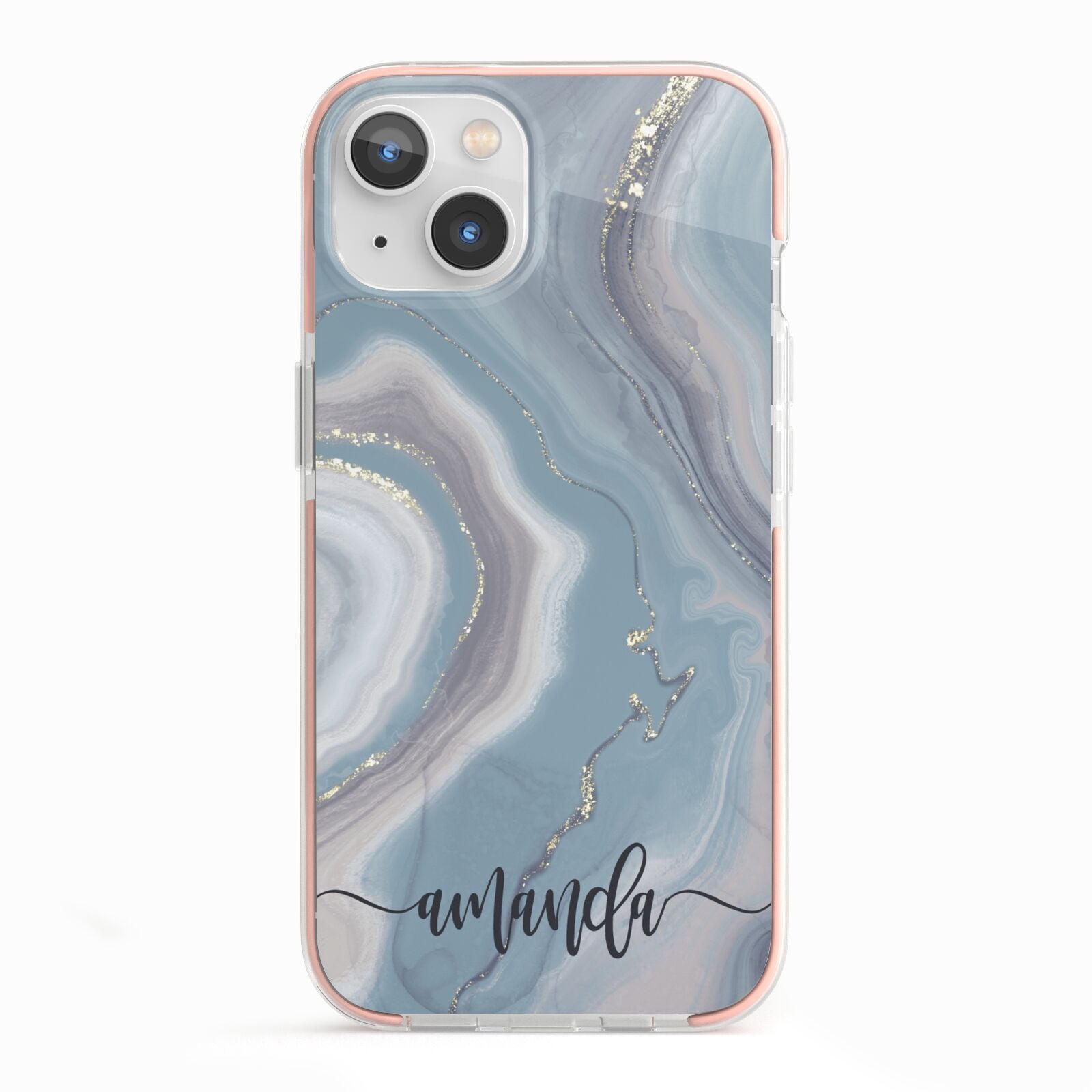 Custom Agate iPhone 13 TPU Impact Case with Pink Edges