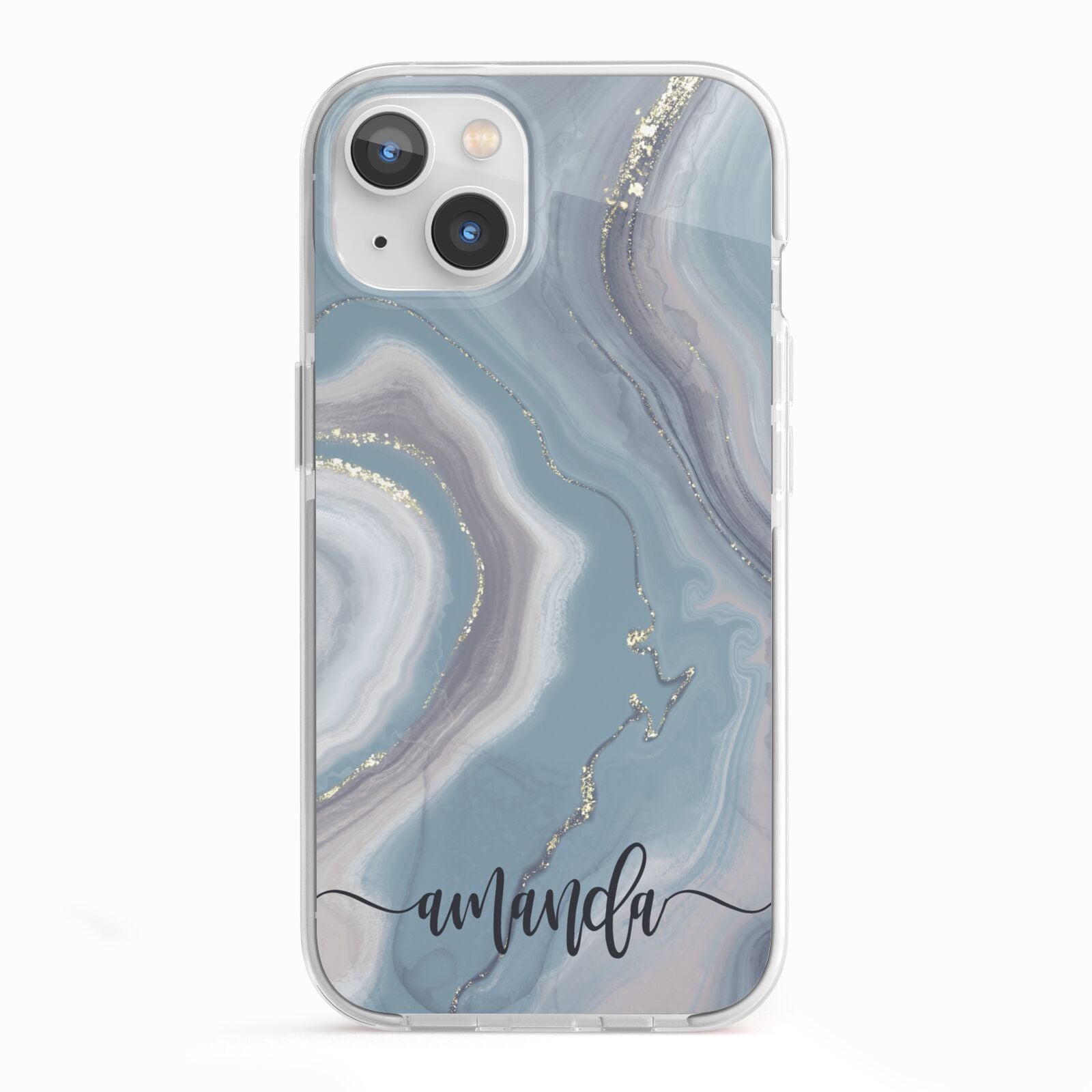 Custom Agate iPhone 13 TPU Impact Case with White Edges