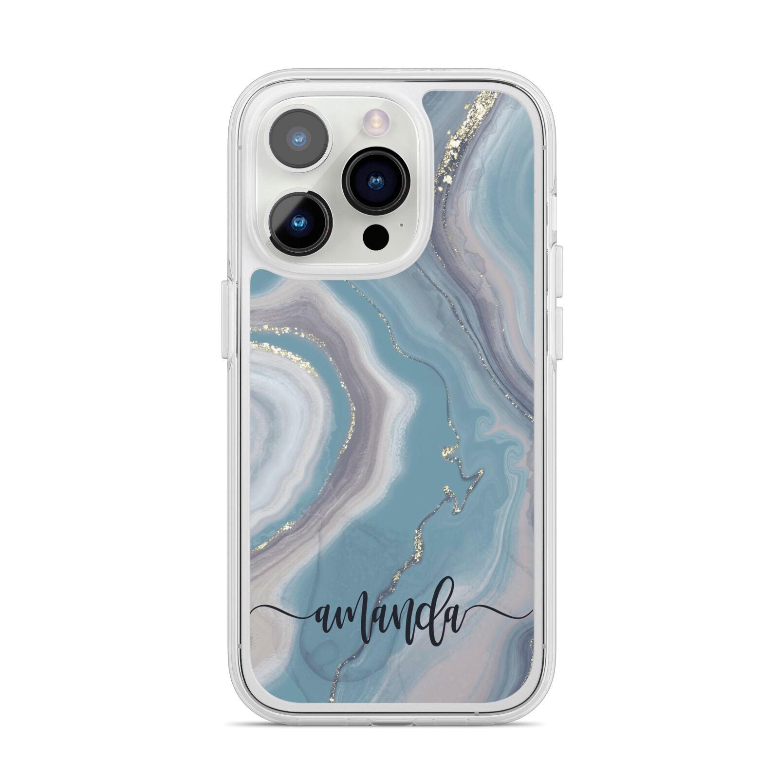 Custom Agate iPhone 14 Pro Clear Tough Case Silver