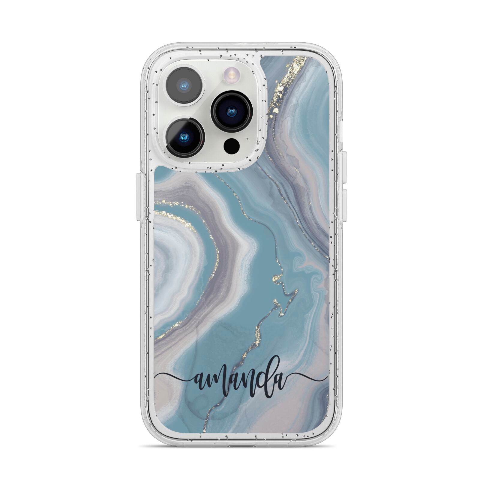 Custom Agate iPhone 14 Pro Glitter Tough Case Silver