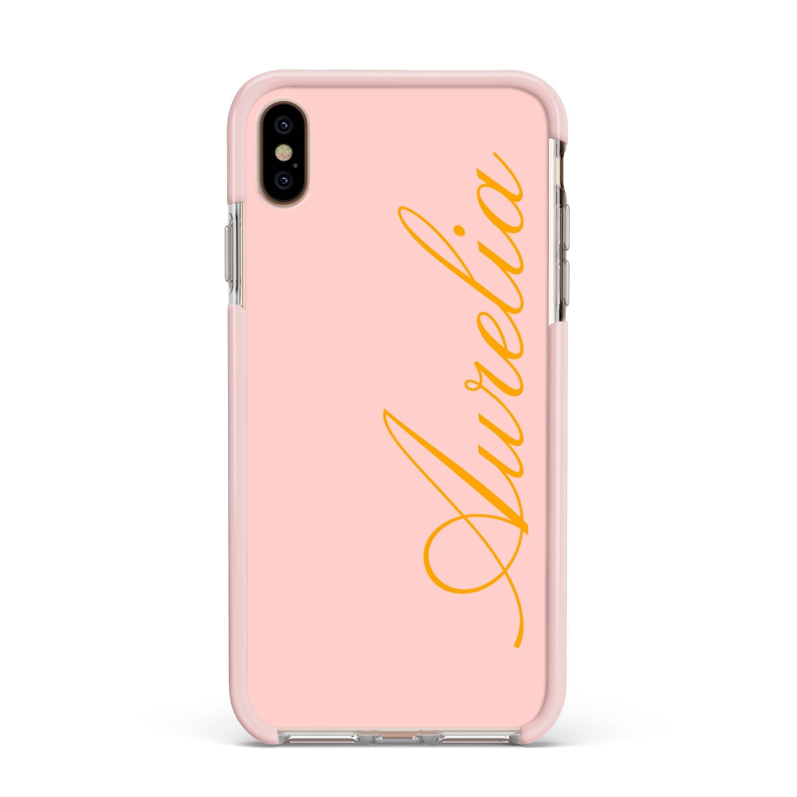 Custom Apple iPhone Xs Max Impact Case Pink Edge on Gold Phone