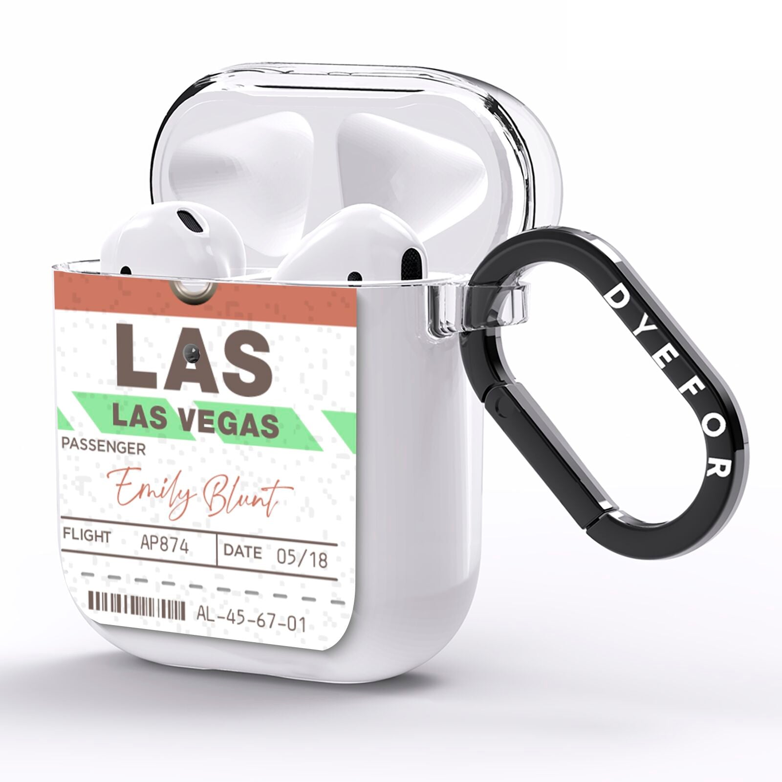 Custom Baggage Tag AirPods Clear Case Side Image