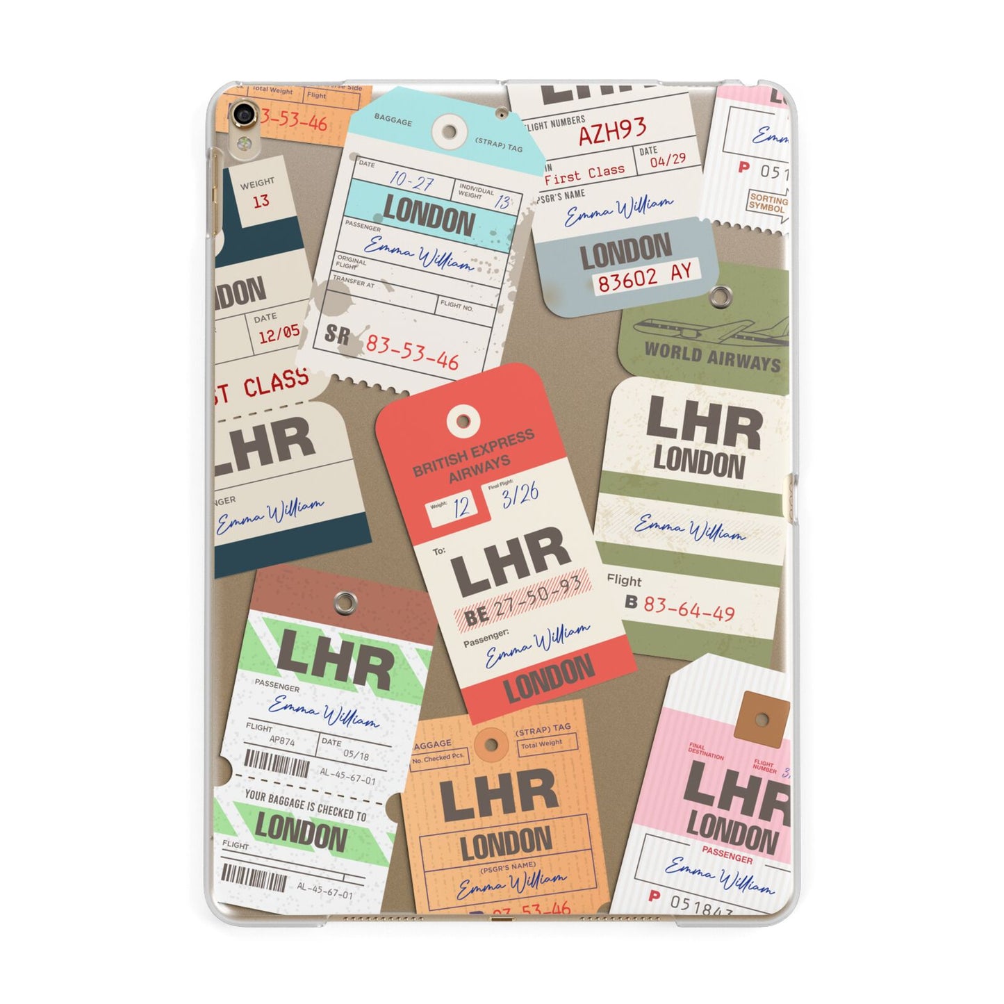 Custom Baggage Tag Collage Apple iPad Gold Case