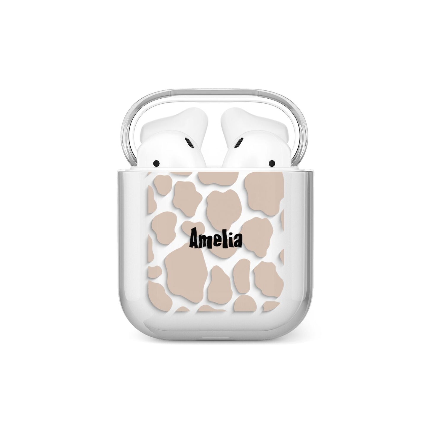 Custom Beige Cow Print AirPods Case